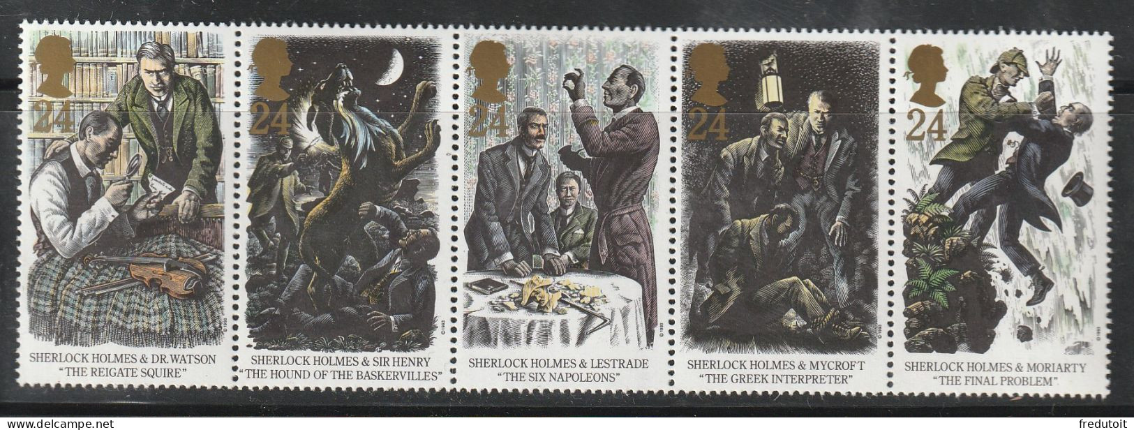 GRANDE BRETAGNE - N°1698/1702 ** (1993) Sherlock Holmes - Unused Stamps