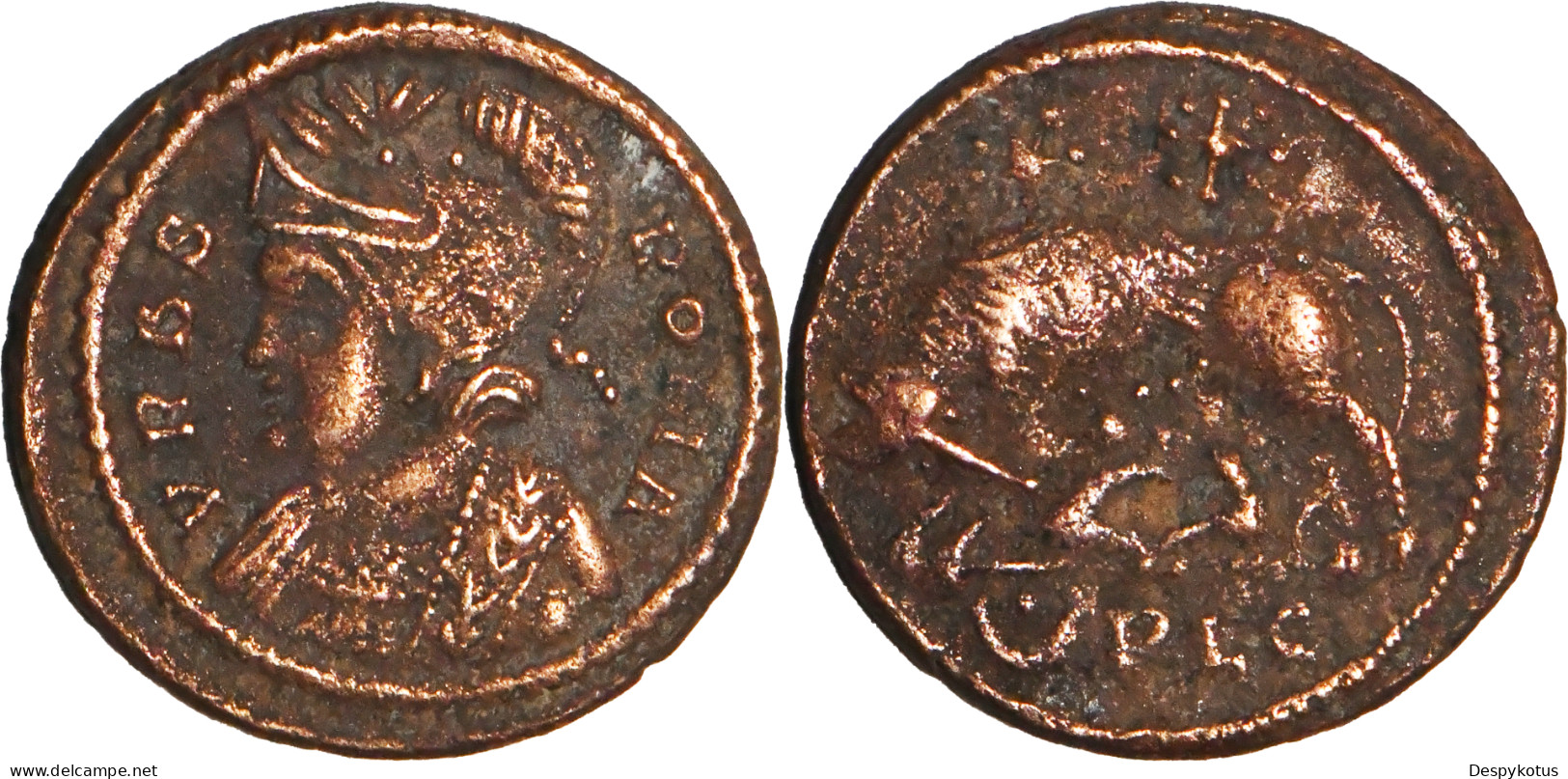 ROME - Centennionalis - VRBS ROMA - Louve Romaine - 331 AD - Lyon (croissant Pointé PLG) - RIC.257 (R2) - 19-082 - Der Christlischen Kaiser (307 / 363)