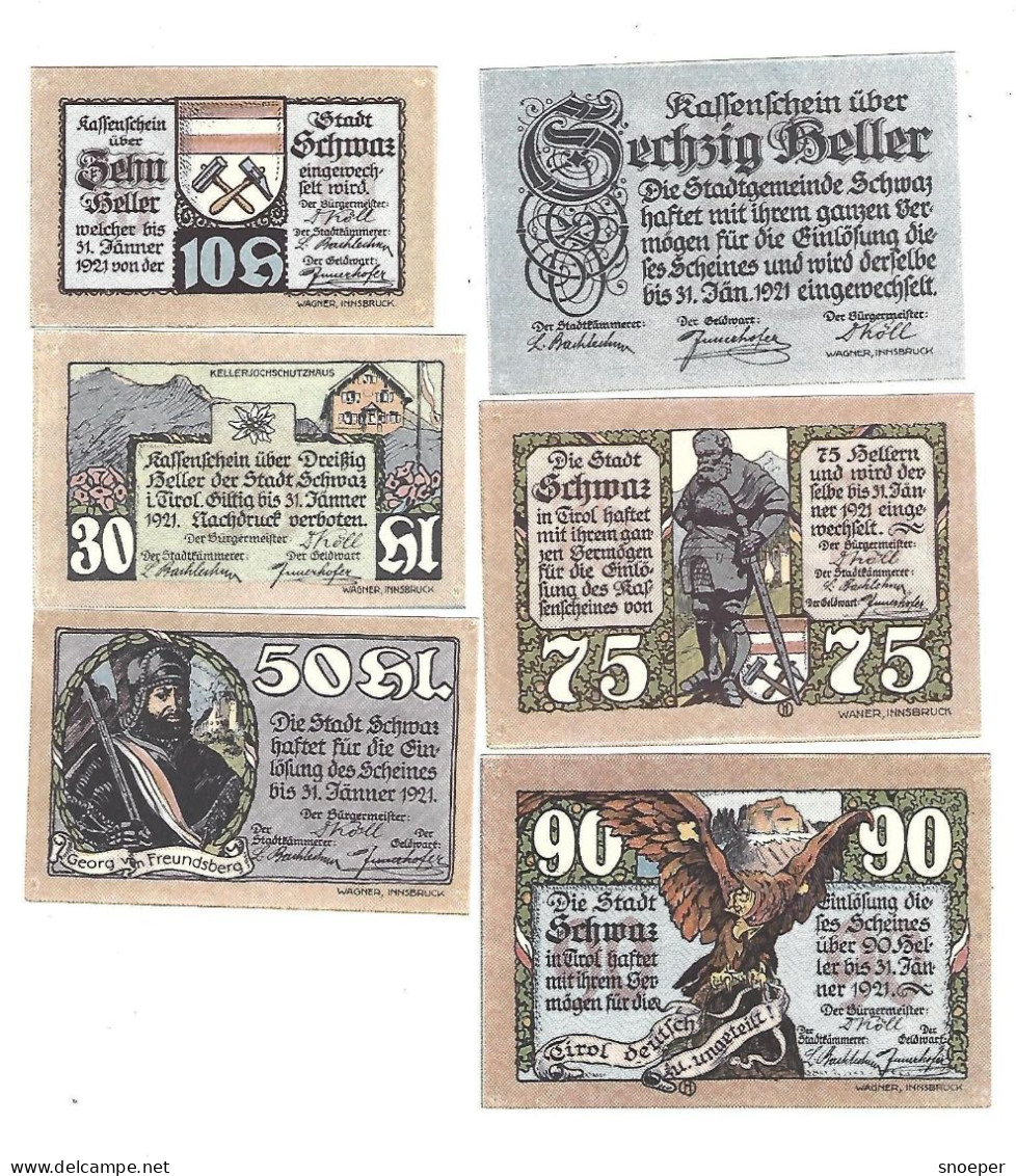 **Austria Notgeld Schwaz Serie Compleet 983e  Cat Val 6 Euro - Oostenrijk