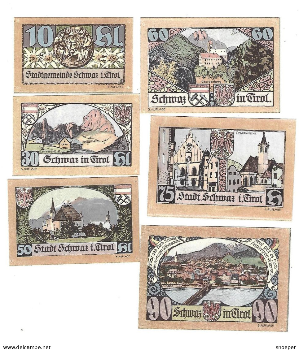 **Austria Notgeld Schwaz Serie Compleet 983e  Cat Val 6 Euro - Oostenrijk