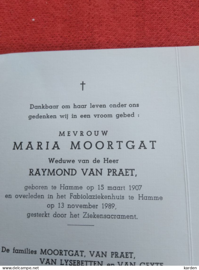 Doodsprentje Maria Moortgat / Hamme 15/3/1907 - 13/11/1989 ( Raymond Van Praet ) - Religion & Esotericism