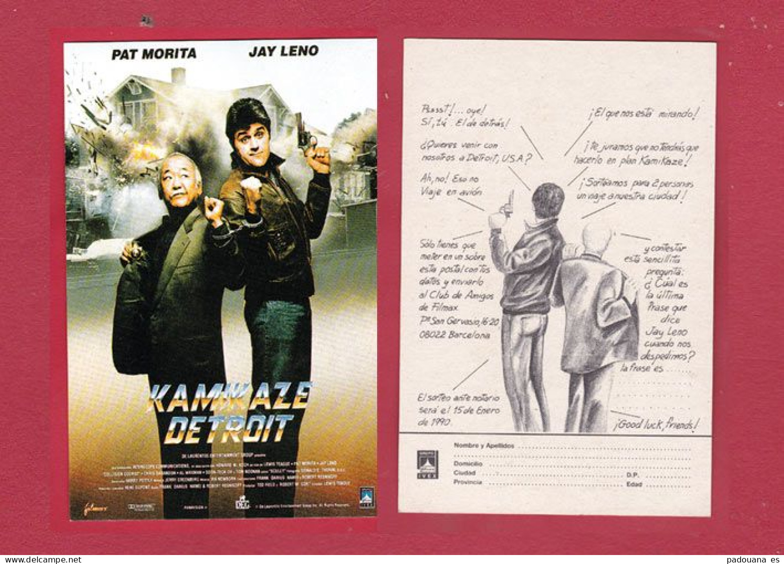 AD902 CINEMA KAMIKAZE DETROIT  PAT MORITA JAY  LENO - Posters On Cards