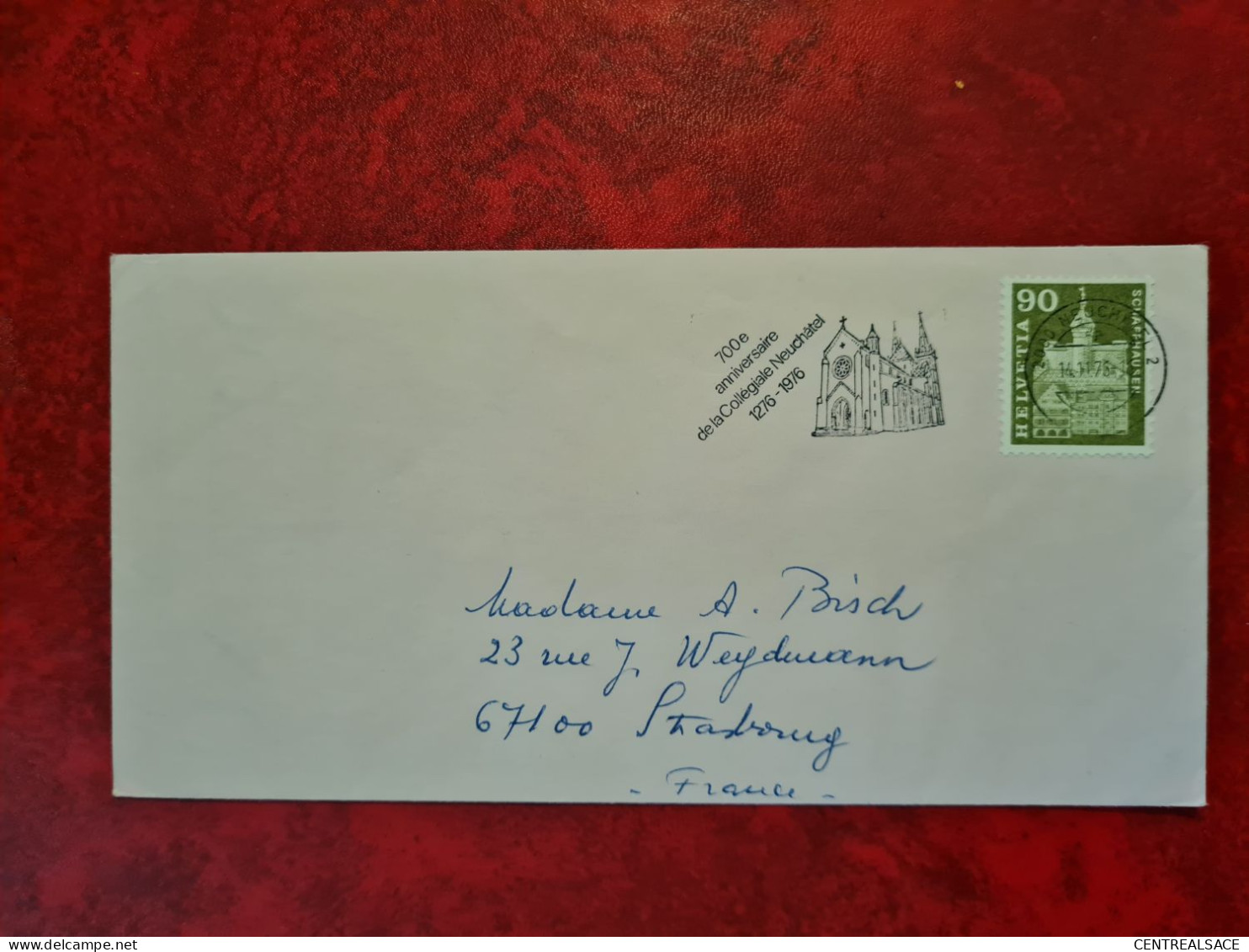 LETTRE   SUISSE  1976  NEUFCHATEL FLAMME 70° ANNIVERSAIRE COLLEGIALE - Autres & Non Classés