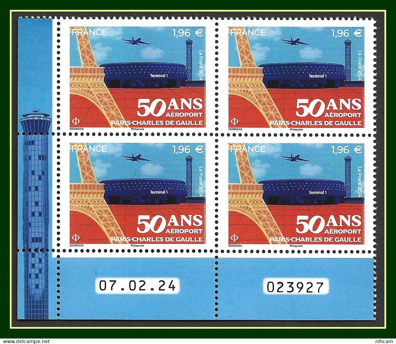 Coin Daté ** MNH 50 Ans Aéroport Paris Charles De Gaulle 2024 (international) - 2020-…