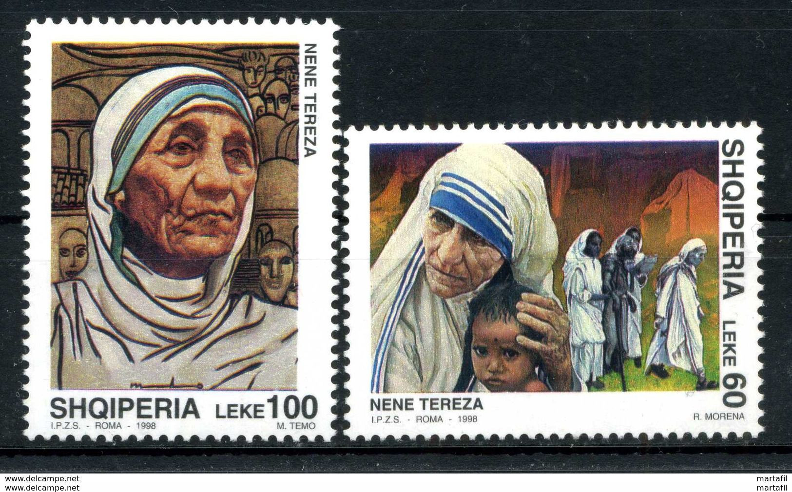 EMISSIONE CONGIUNTA Rep. Italiana - 1998 ALBANIA Madre Teresa Di Calcutta Set MNH ** - Albanië