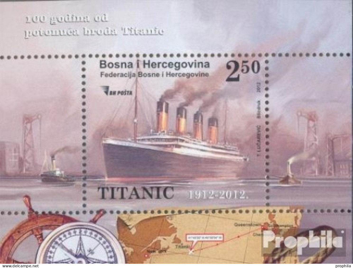 Bosnien-Herzegowina Block44 (kompl.Ausg.) Postfrisch 2012 Untergang Der Titanic - Bosnië En Herzegovina