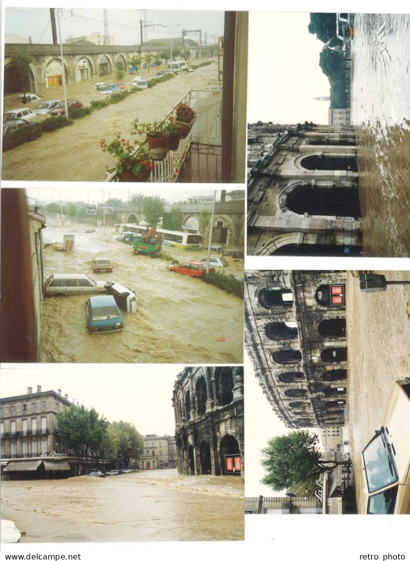 Lot 8 Photos Catastrophe / Inondations De Nîmes En 1988 - Orte