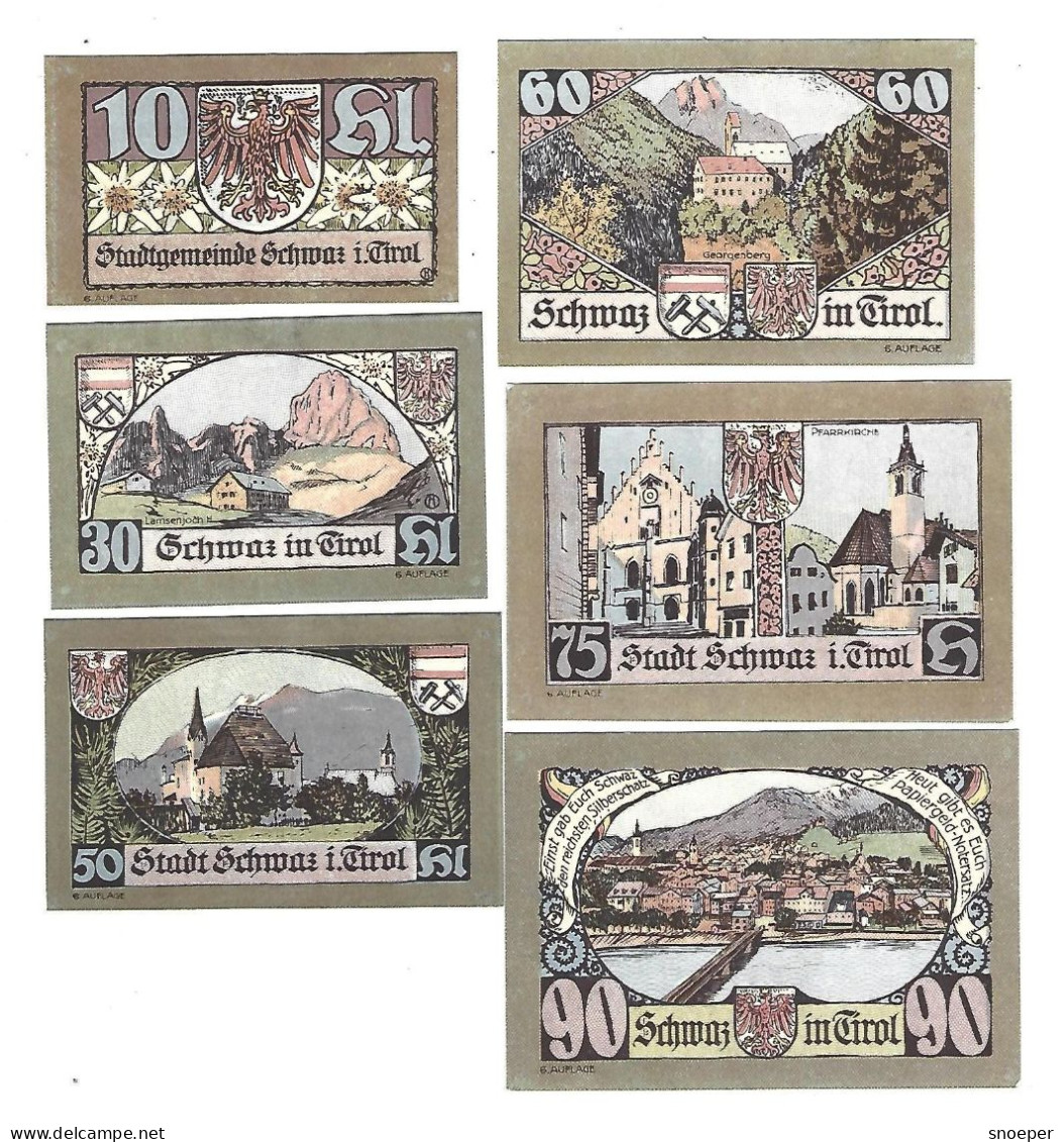 **Austria Notgeld Schwaz Serie Compleet 983f  Cat Val 6 Euro - Oesterreich