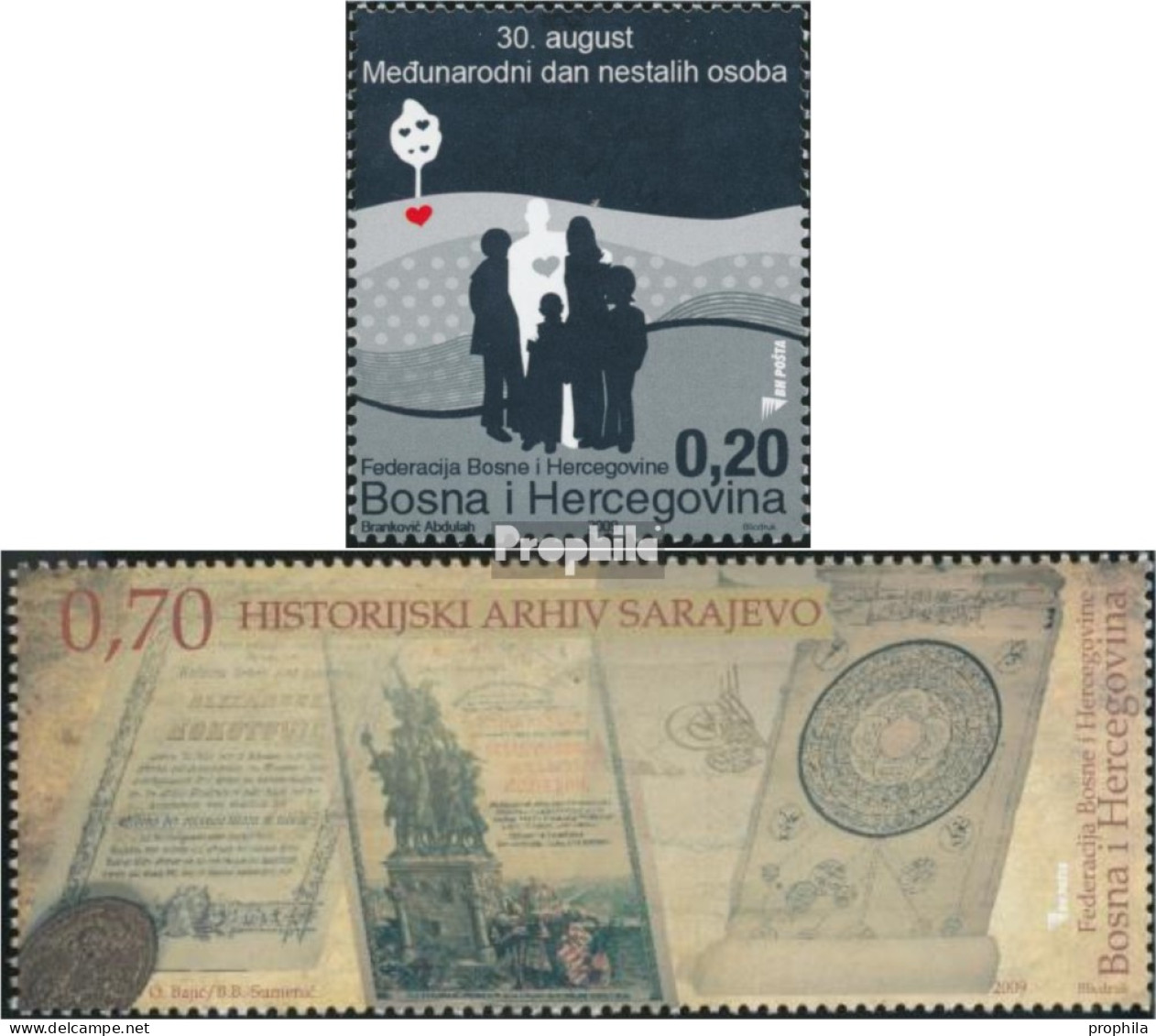 Bosnien-Herzegowina 540,545 (kompl.Ausg.) Postfrisch 2009 Vermisste Personen, Archiv Sarajewo - Bosnien-Herzegowina