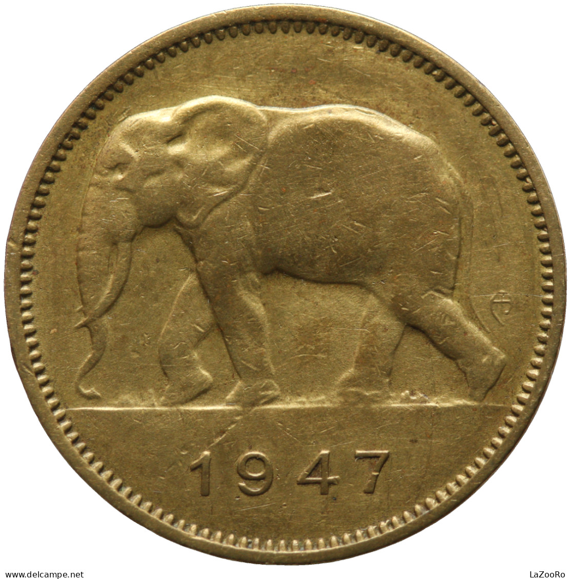 LaZooRo: Belgian Congo 2 Francs 1947 XF - 1945-1951: Regentschaft