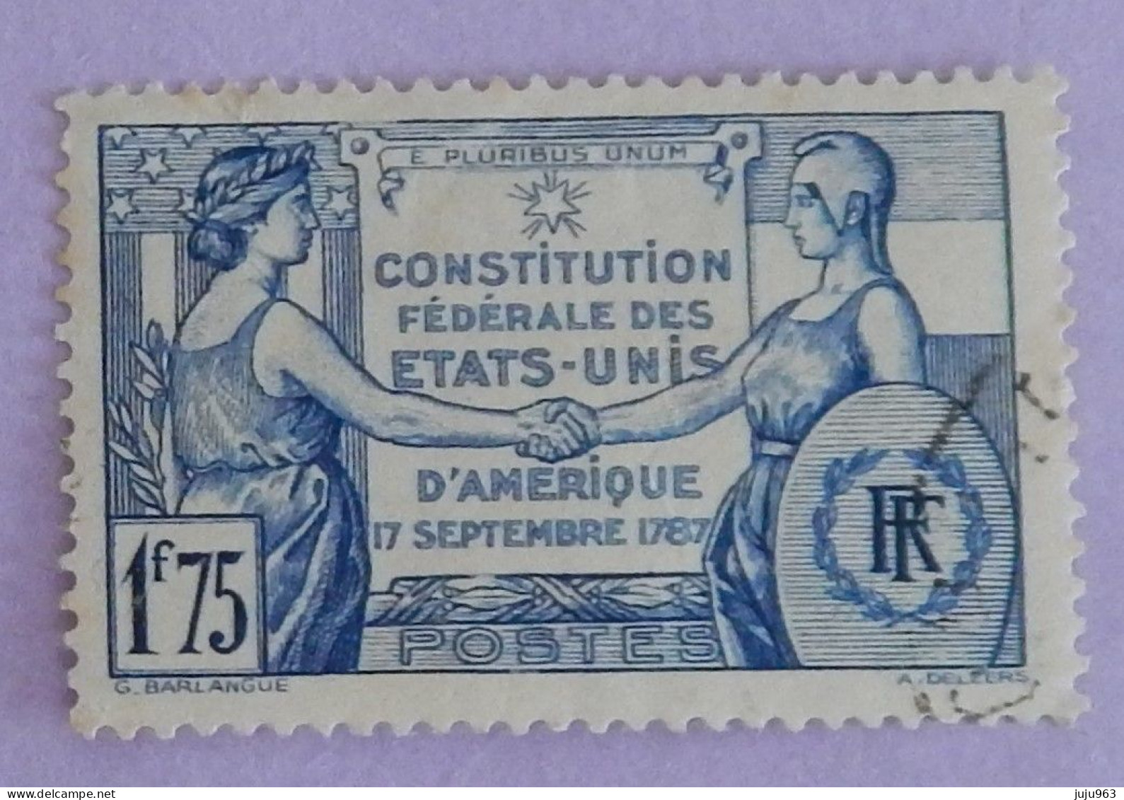 FRANCE YT 357 OBLITERE "CONSTITUTION DES USA" ANNÉE 1937 - Gebraucht