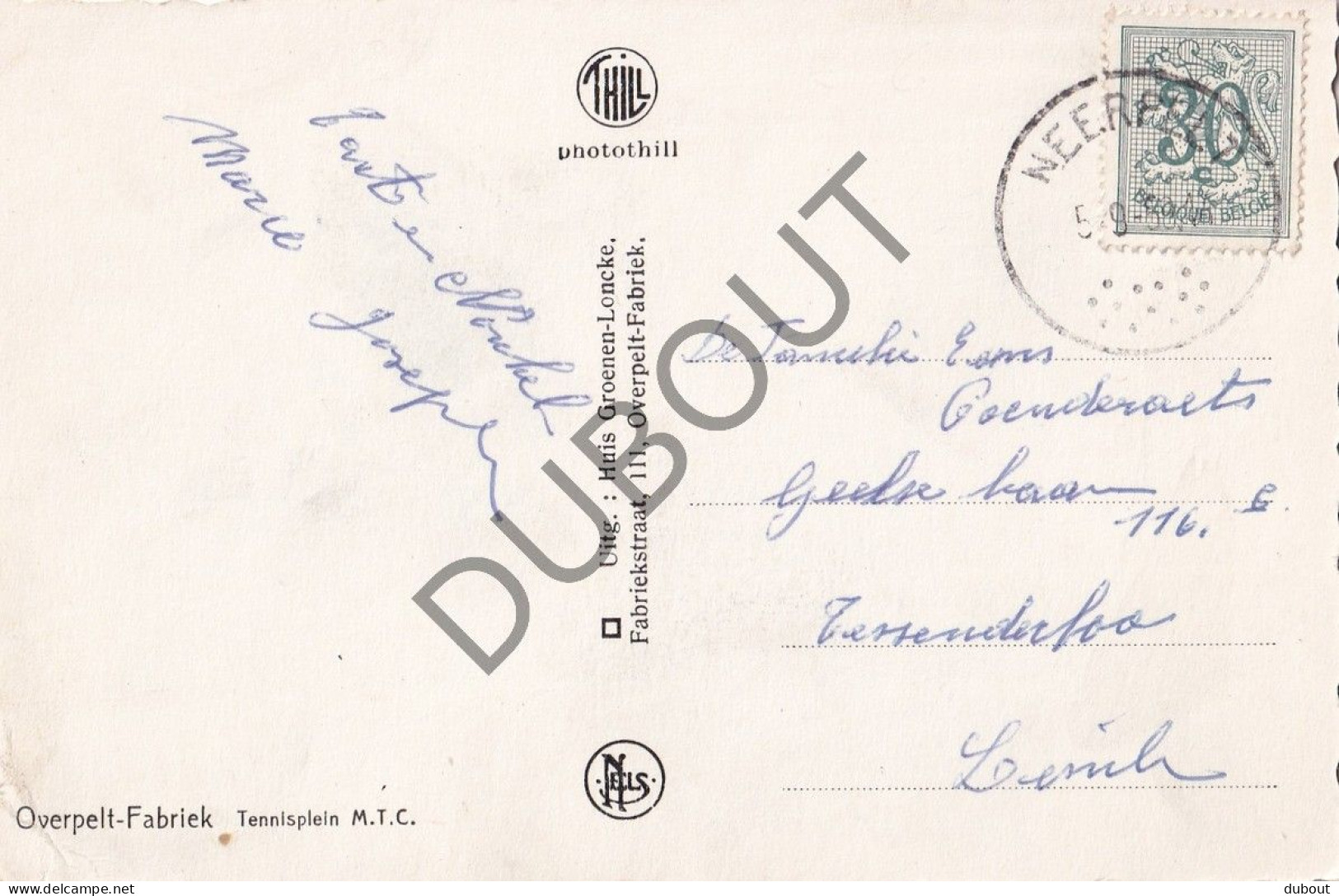 Postkaart - Carte Postale - Overpelt - Fabriek - Tennisplein   (C5891) - Heusden-Zolder