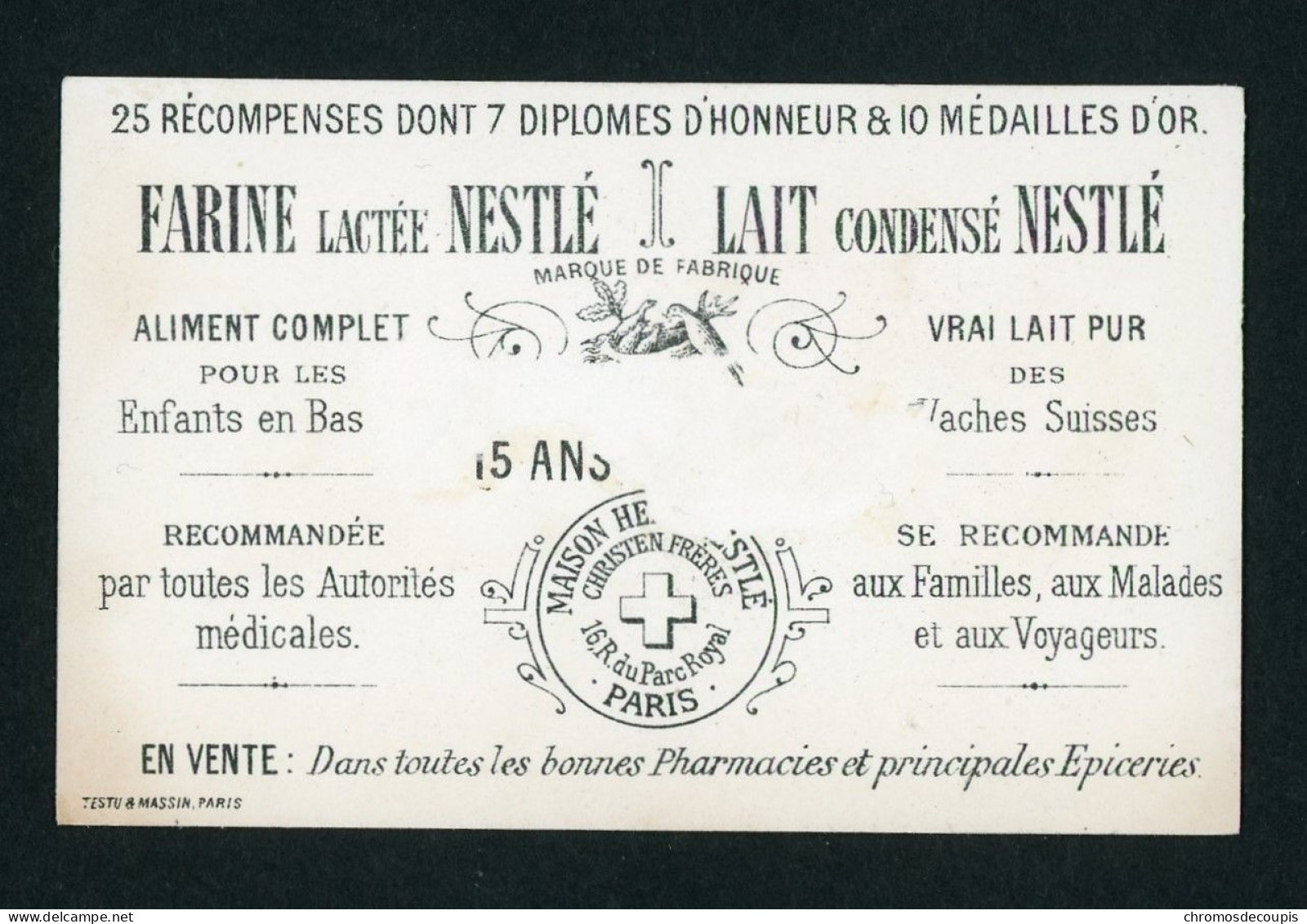 Chromo Farine Lactée Nestlé Maison Henri Nestlé Lith. Appel    Fille Fleur  Signification Des Fleurs Capucine Raillerie - Andere & Zonder Classificatie