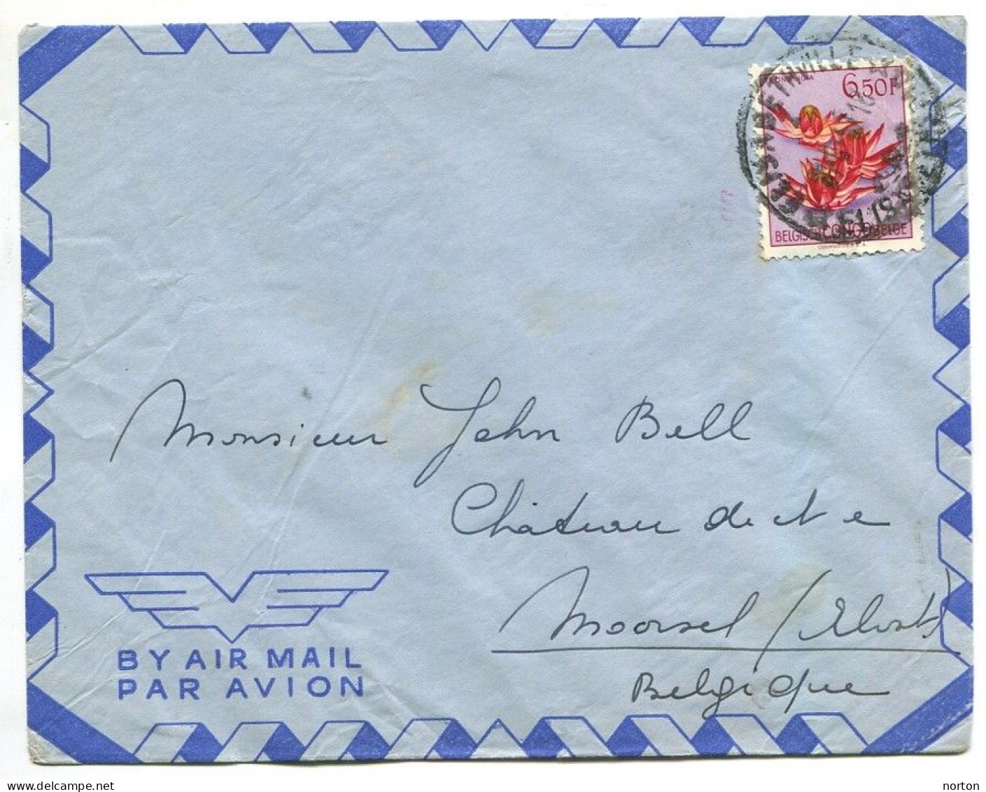 Congo Elisabethville 2 Oblit. Keach 12C1 Sur C.O.B. 317 Sur Lettre Vers Moorsel Le 28/06/1957 - Covers & Documents