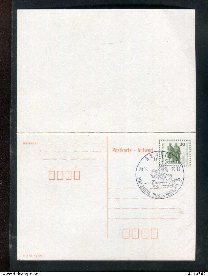 "DDR" 1990, Postkarte Mit Antwortteil Mi. P 108, SSt. (A1184) - Postkarten - Gebraucht