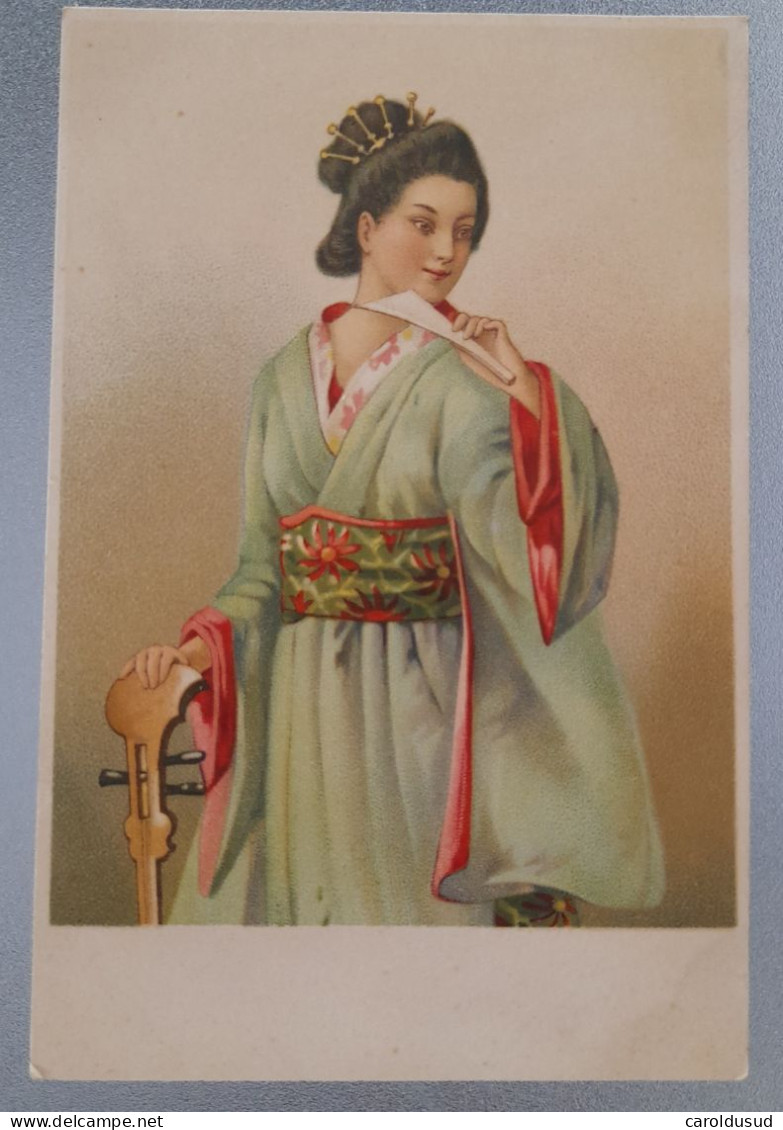 Cpa Litho PRECURSEUR Illustrateur  Mataloni Style FEMME Fille Geisha Asiatique Sari Eventail Superbe - Autres & Non Classés