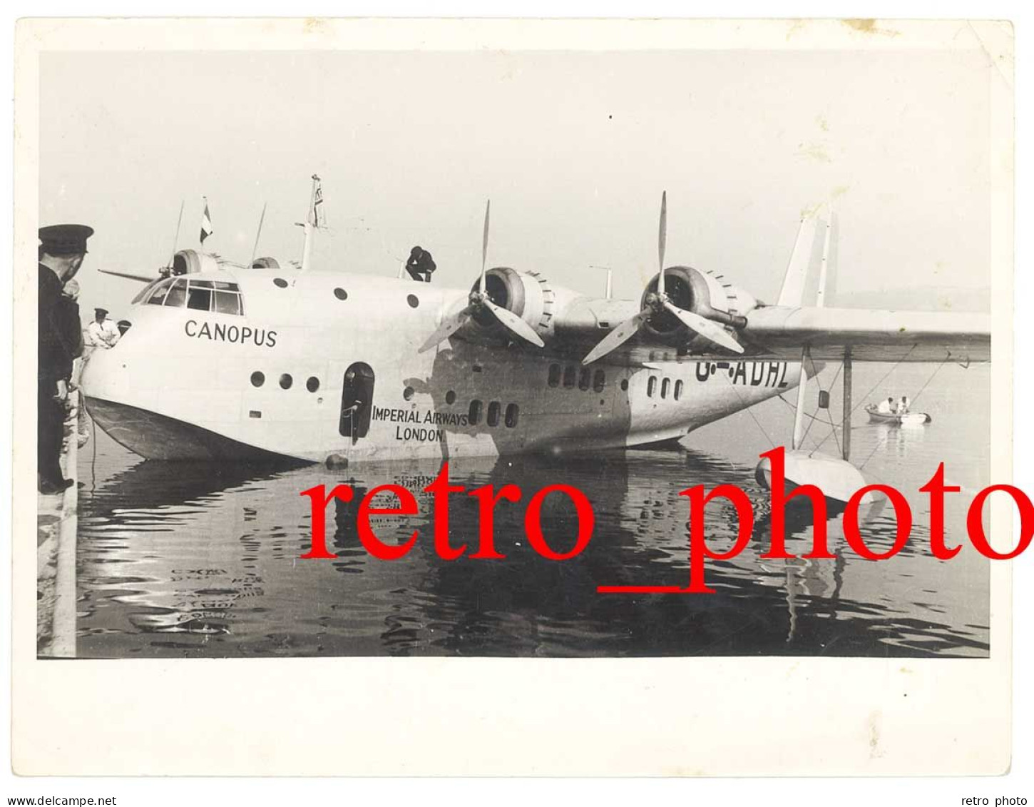 Grande Photo (ancienne) Etang De Berre , Hydravion Canopus , Imperial Airways London - Bateaux