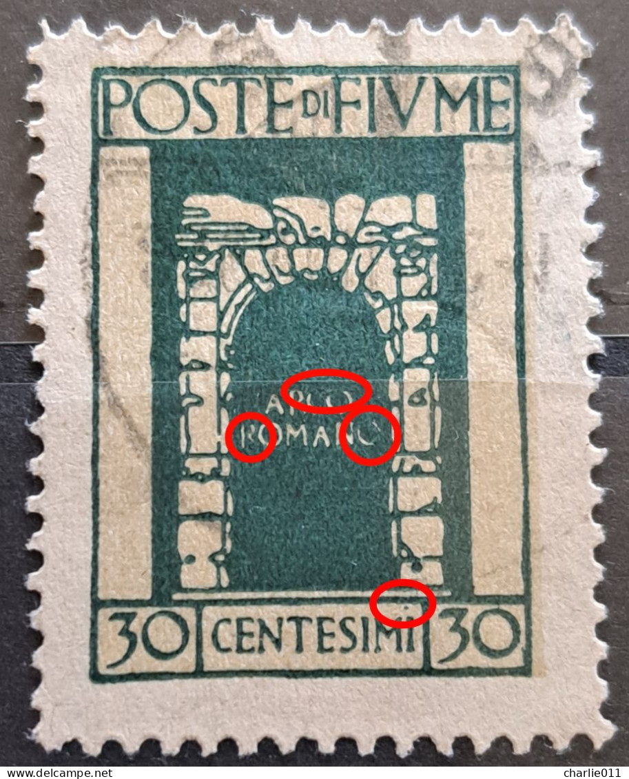 ARCO ROMANO-30 C-FIUME-ERROR-RARE-ITALY-YUGOSLAVIA-CROATIA-1923 - Croacia