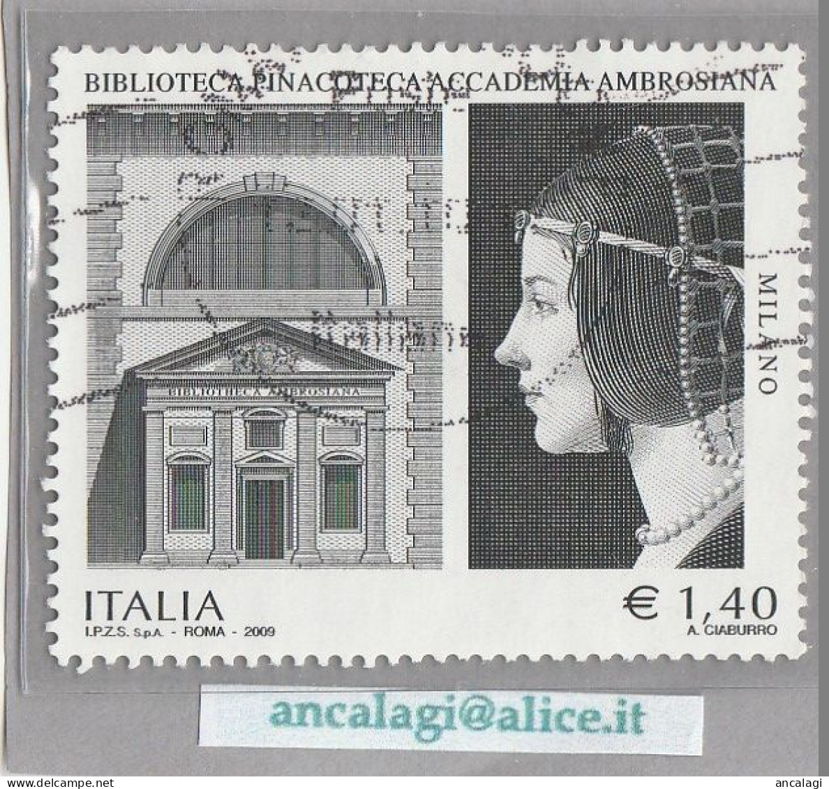 USATI ITALIA 2009 - Ref.1134 "BIBLIOTECA AMBROSIANA" 1 Val. - - 2001-10: Afgestempeld