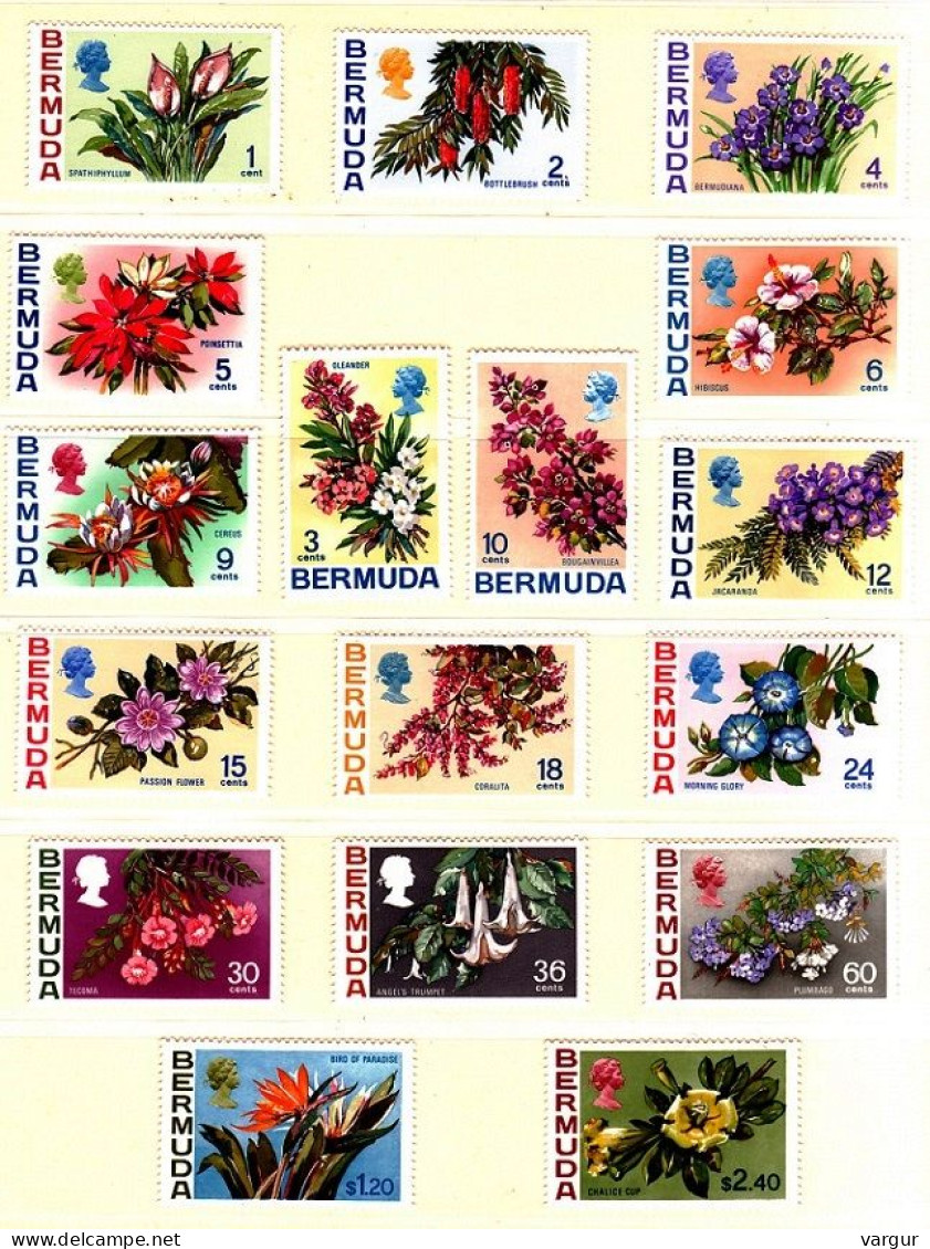 BERMUDA 1970 FLORA: Flowers And Blooms. Complete Set Of 17v, MH - Sonstige & Ohne Zuordnung