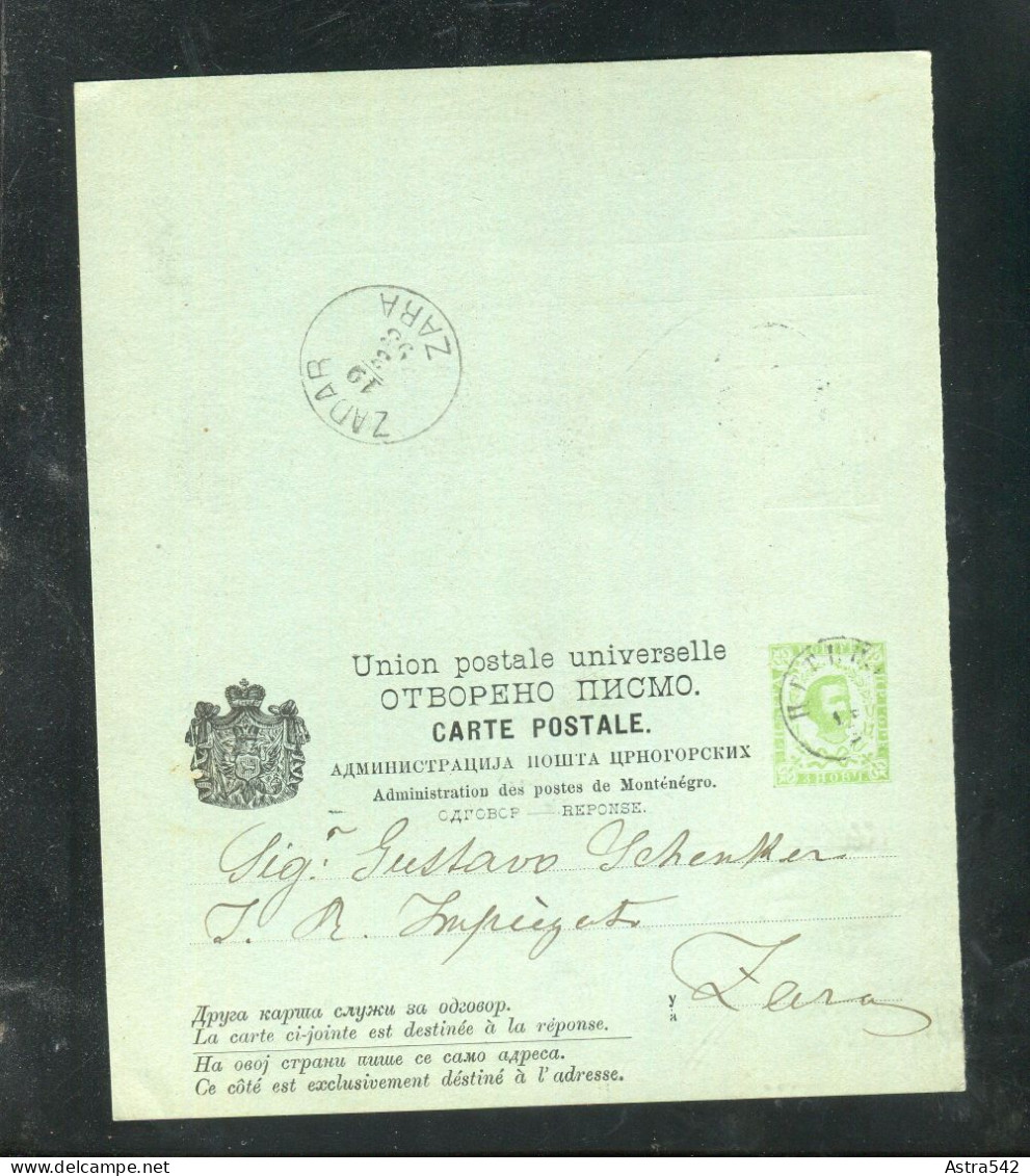 "MONTENEGRO" 1892, Postkarte Mit Antwortteil Mi. P 11 Gestempelt (A1186) - Montenegro