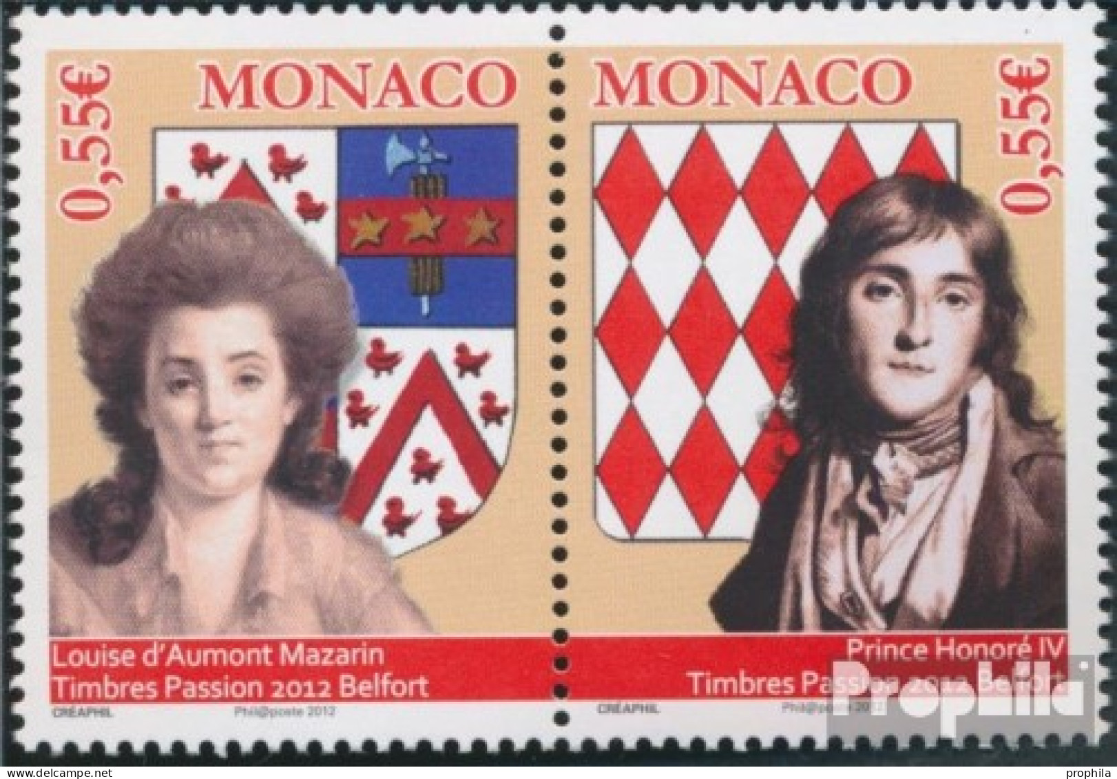 Monaco 3106-3107 Paar (kompl.Ausg.) Postfrisch 2012 Herzogin Und Kronprinz - Nuevos