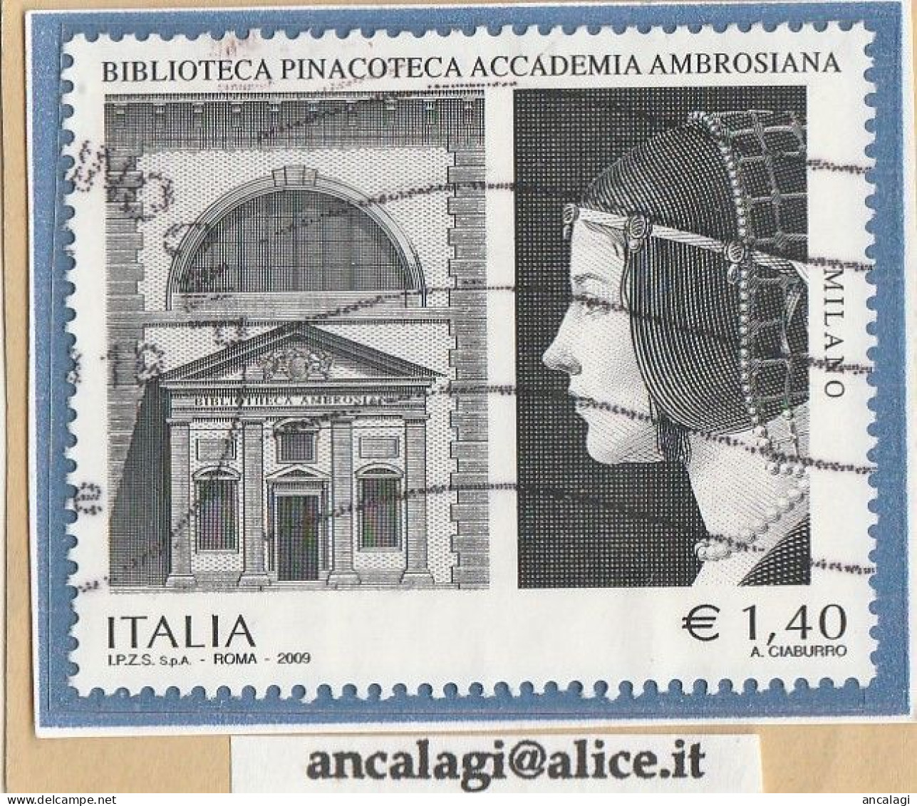 USATI ITALIA 2009 - Ref.1134A "BIBLIOTECA AMBROSIANA" 1 Val. - - 2001-10: Used