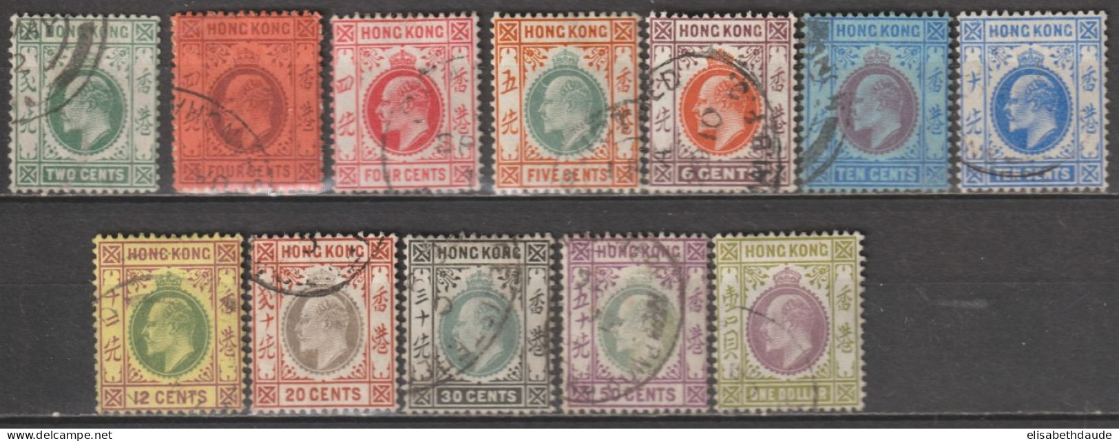 1903 - HONG KONG (CHINA) - FILIGRANE CA MULTIPLE  - YVERT N°77/81+83/89 OBLITERES - COTE = 87 EUR - Gebruikt