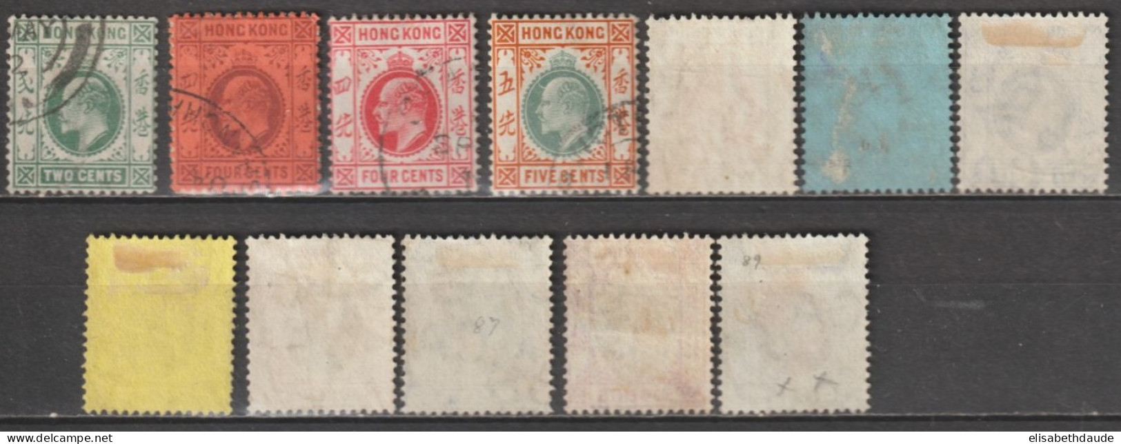 1903 - HONG KONG (CHINA) - FILIGRANE CA MULTIPLE  - YVERT N°77/81+83/89 OBLITERES - COTE = 87 EUR - Usati