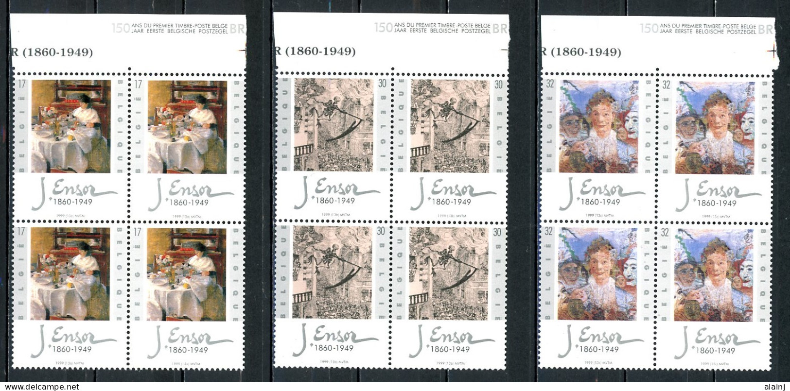 BE   2829 - 2831  XX   ---  James Ensor  --  Blocs De 4 Bord De Feuille  --  Parfait état - Unused Stamps