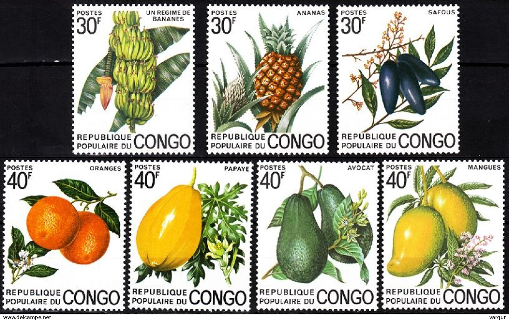 CONGO (Brazzaville) 1974 FLORA Plants: Fruits. Complete Set, MNH - Obst & Früchte