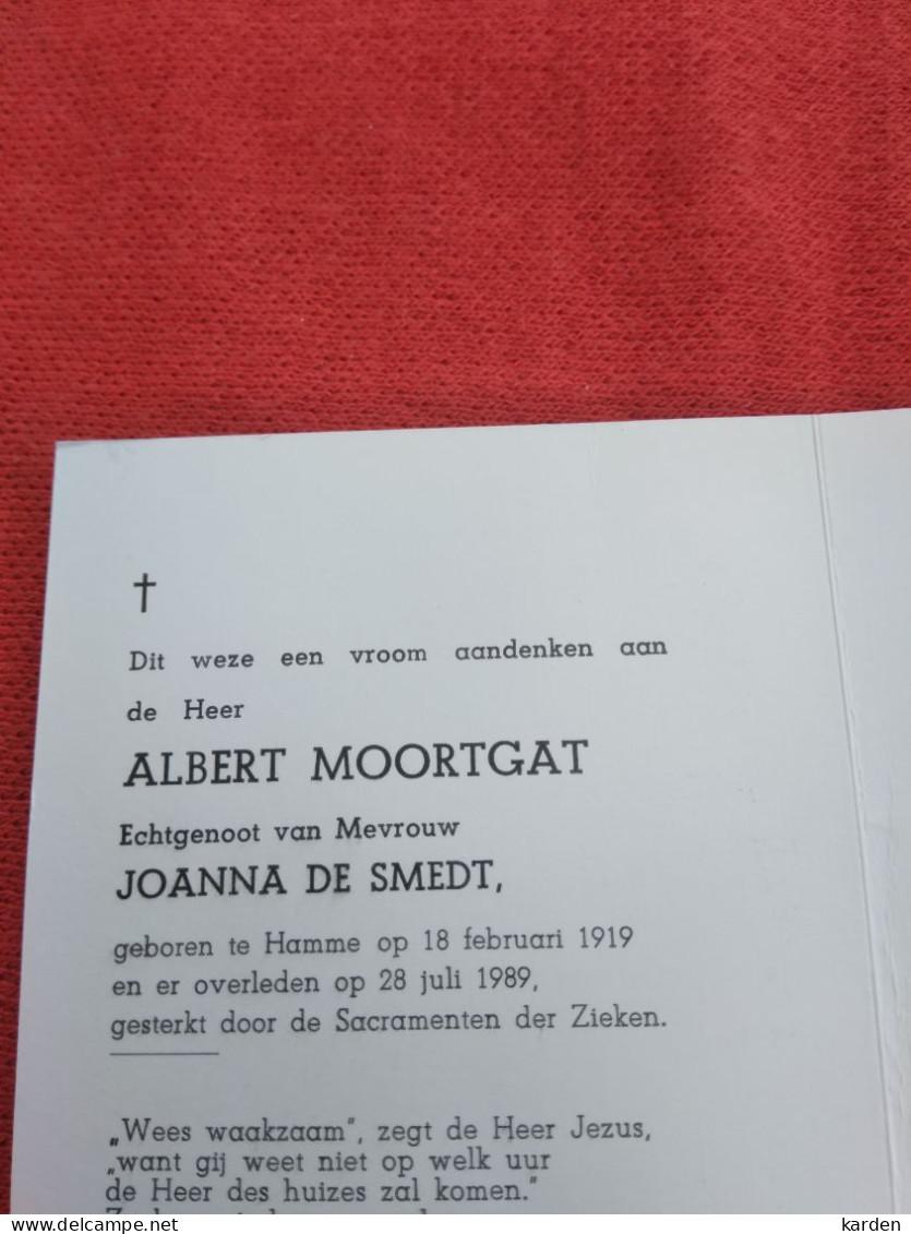 Doodsprentje Albert Moortgat / Hamme 18/2/1919 - 28/7/1989 ( Joanna De Smedt ) - Religion & Esotérisme