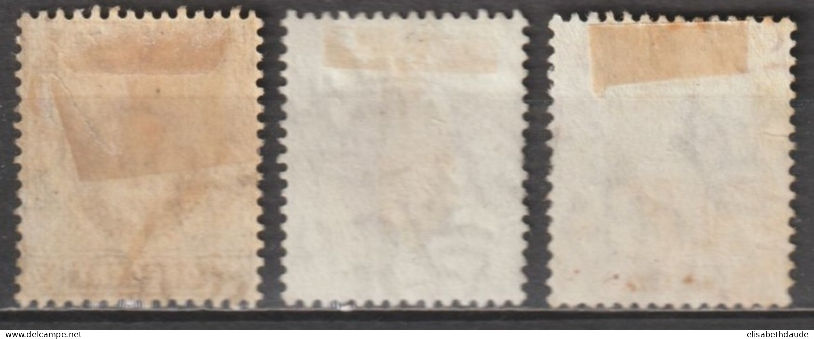 1911 - HONG KONG (CHINA) - FILIGRANE CA MULTIPLE  - YVERT N°95/97 OBLITERES - COTE = 82 EUR - Oblitérés