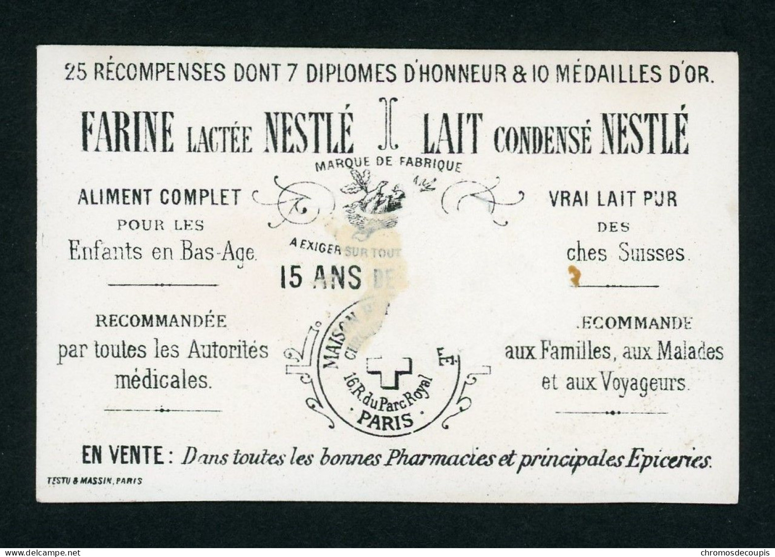 Chromo Farine Lactée Nestlé Maison Henri Nestlé Lith. Appel    Fille Fleur  Signification Des Fleurs Acacia Sagesse - Autres & Non Classés