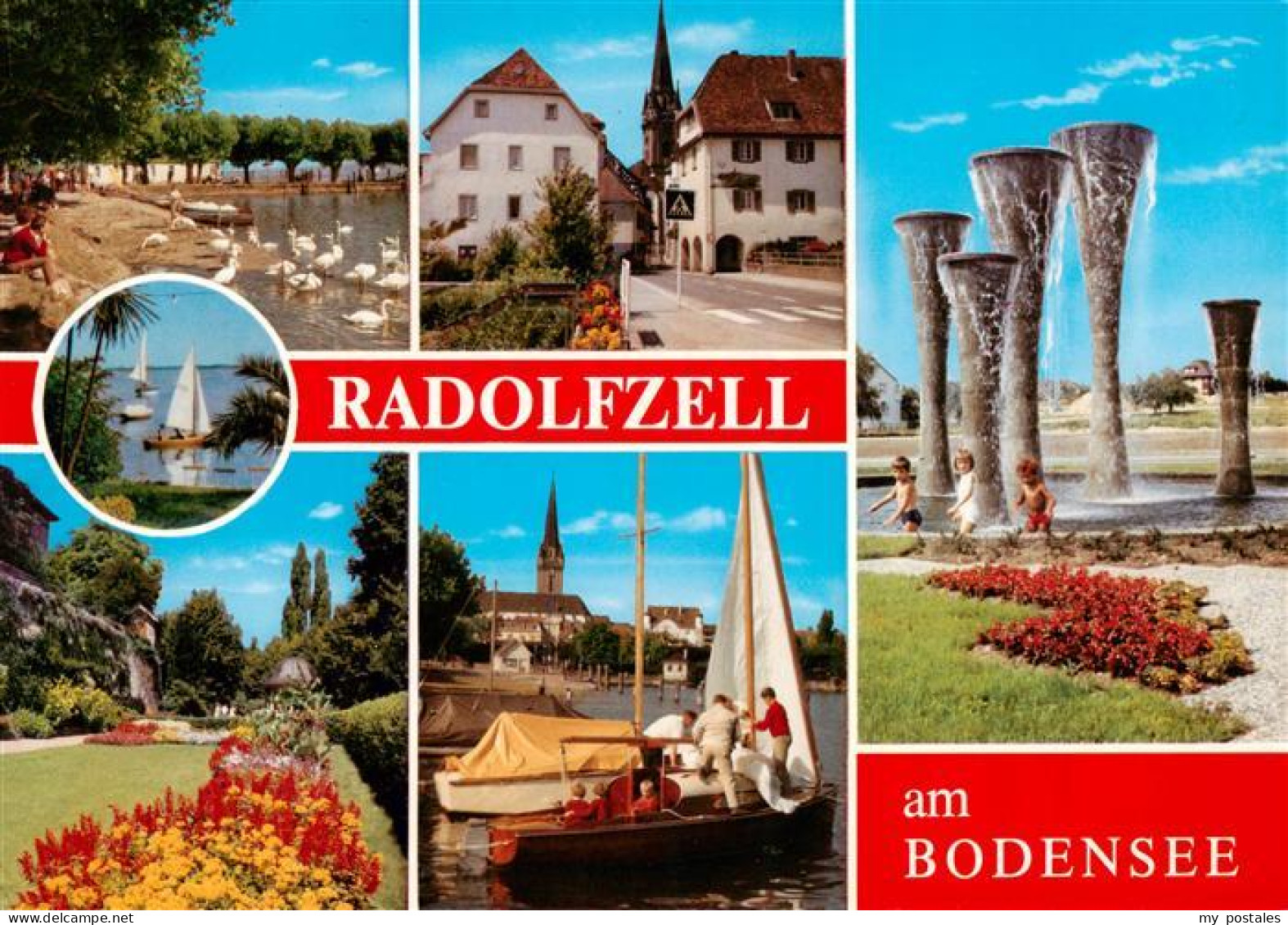 73938279 Radolfzell_Bodensee Strand Ortspartie Stadtgarten Segeln Brunnen - Radolfzell