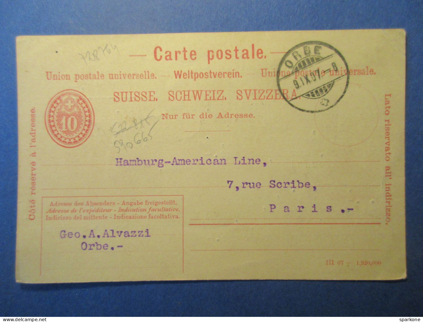 Helvetia - Suisse Entier Postal De 1907 - Postwaardestukken