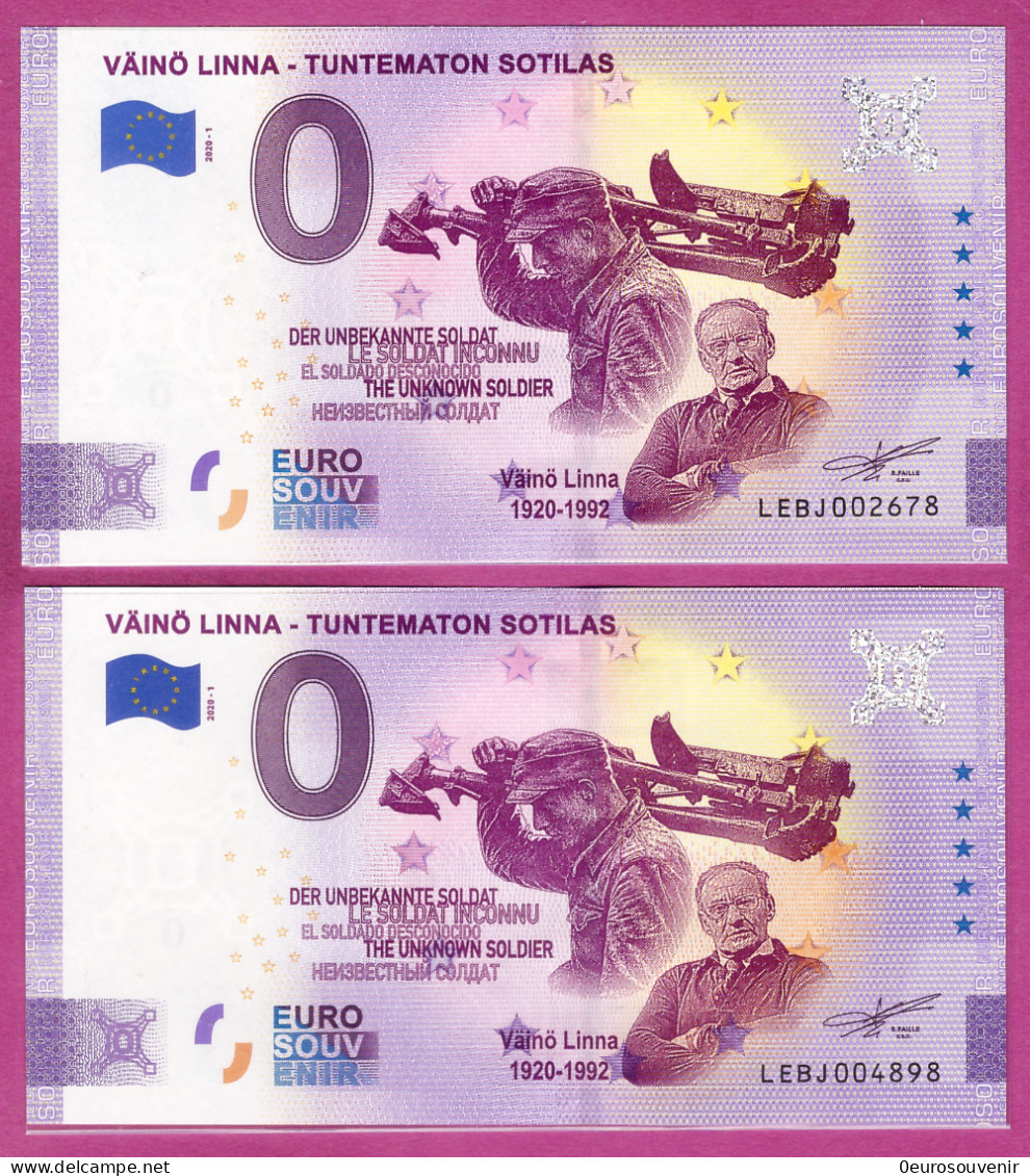 0-Euro LEBJ 2020-1 VÄINÖ LINNA - TUNTEMATON SOTILAS Set NORMAL+ANNIVERSARY - Privéproeven