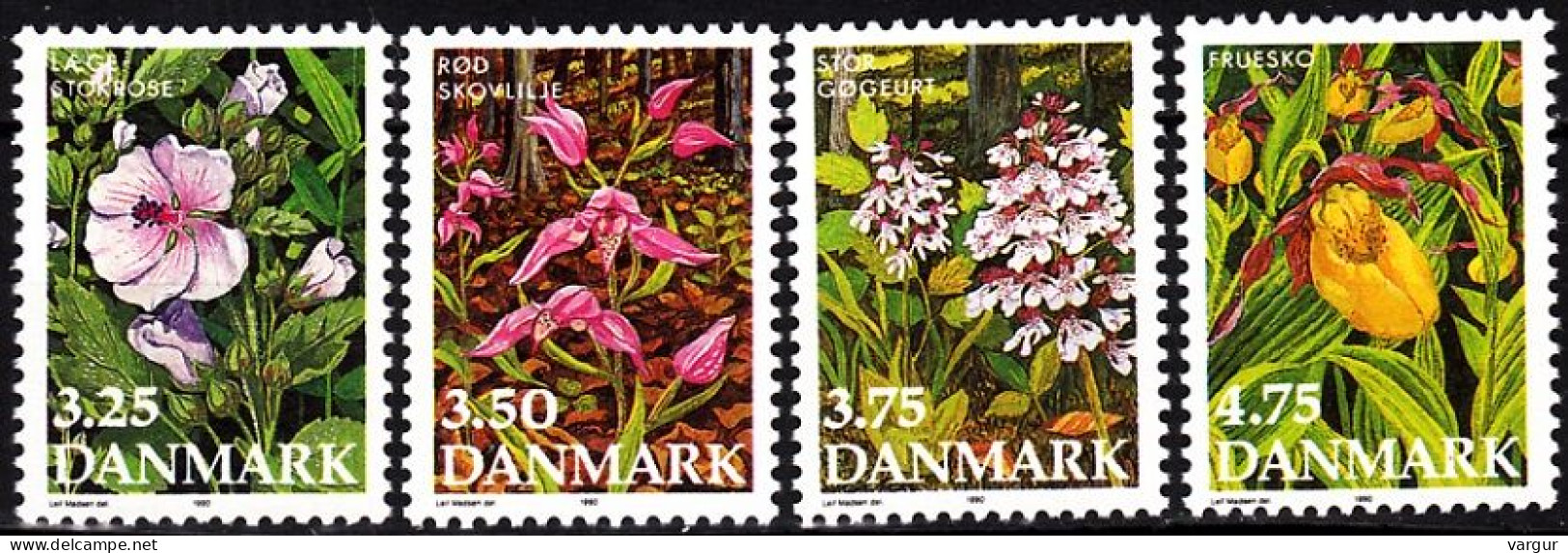 DENMARK 1990 FLORA: Flowers. Complete Set, MNH - Autres & Non Classés