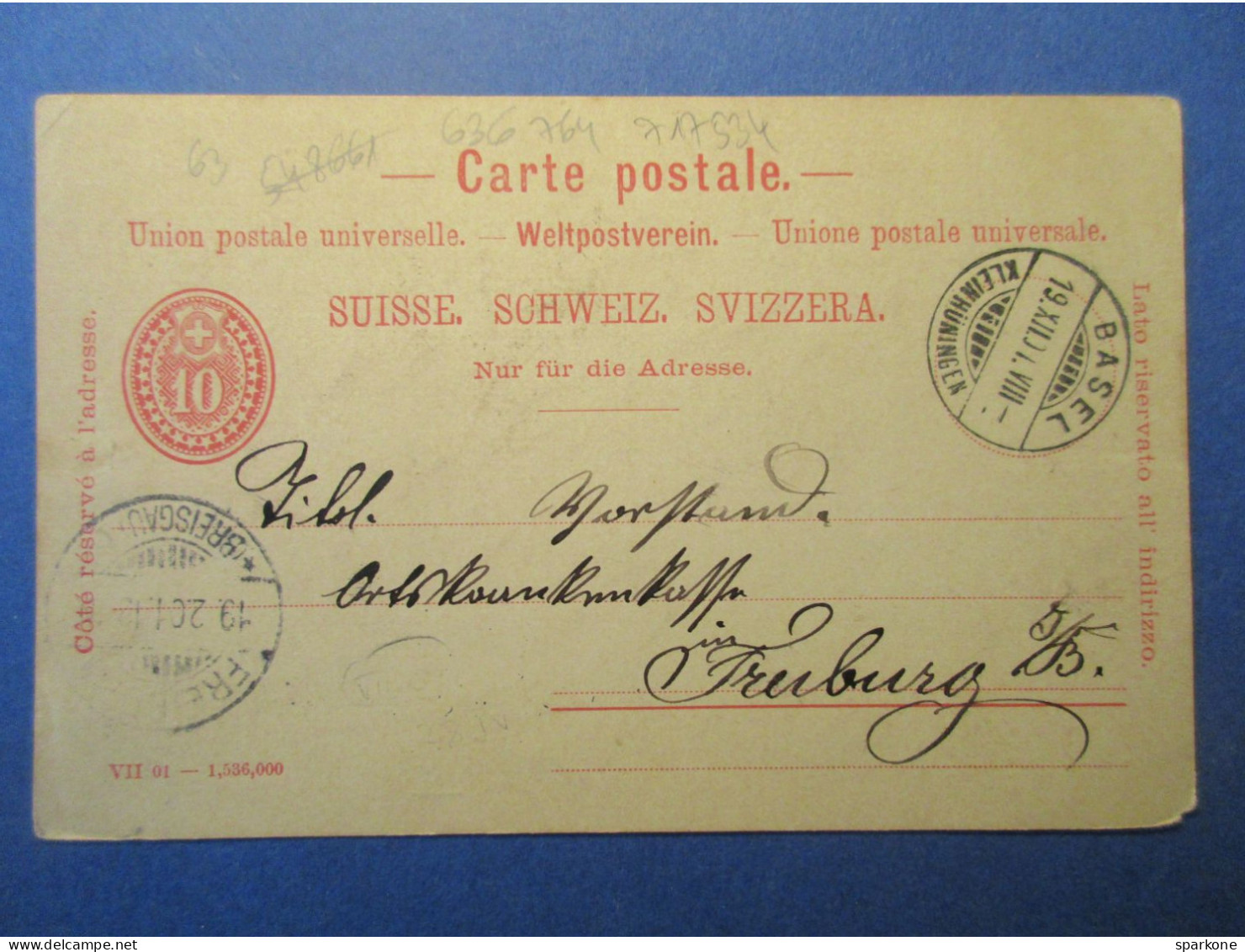 Helvetia - Suisse Entier Postal De 1901 - Entiers Postaux