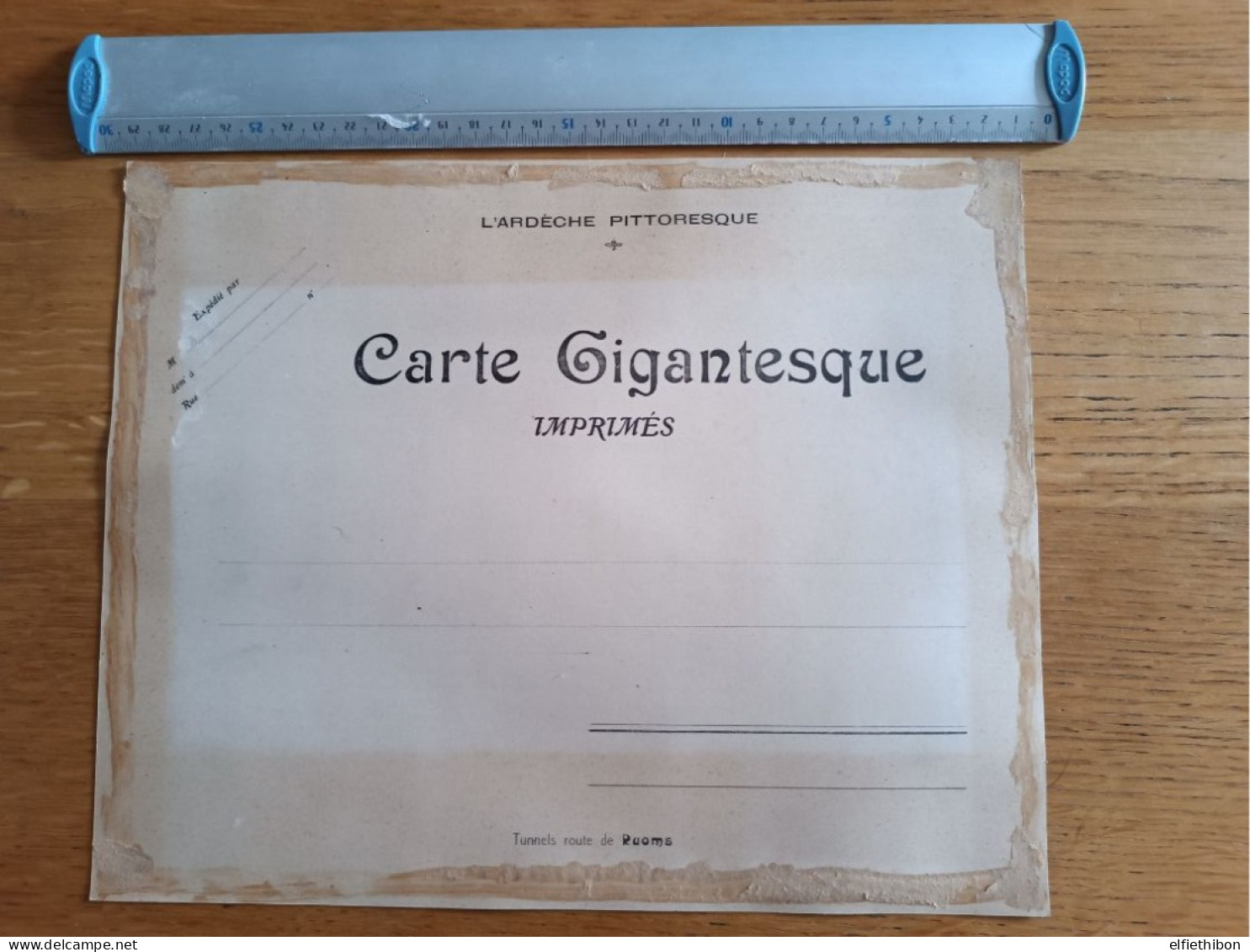 07 CP Gigantesque Animée. Tunnel Route De Ruoms. 3 Personnes. - Altri & Non Classificati