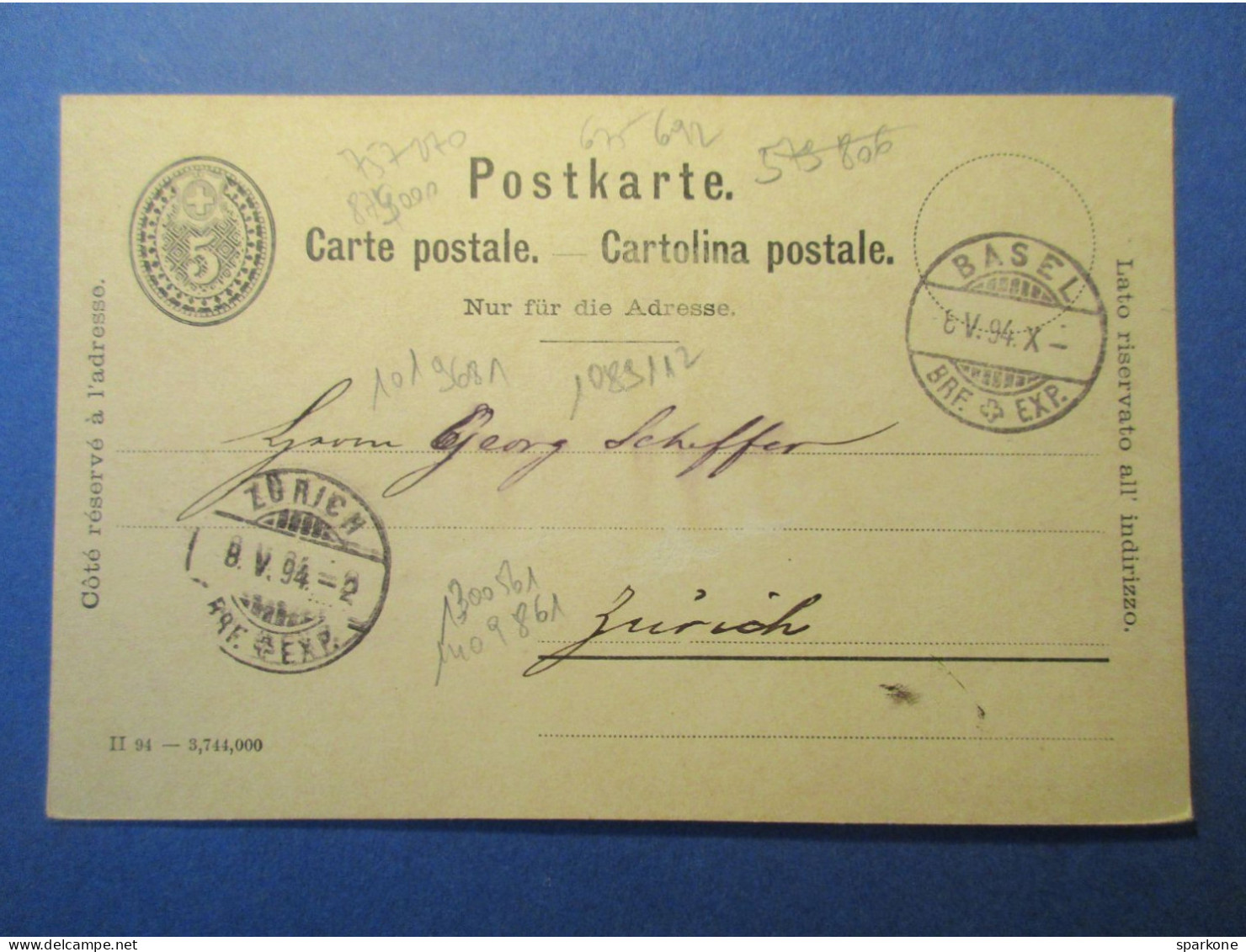 Helvetia - Suisse Entier Postal De 1894 - Entiers Postaux