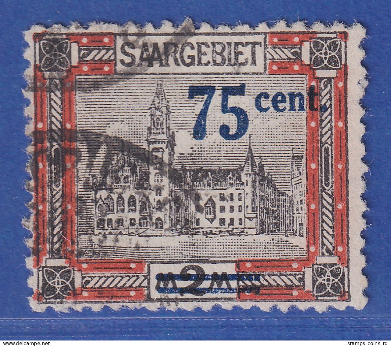 Saar 75 Cent Aufdruck Blau Mi.-Nr. 79A II Gestempelt Gepr. NEY BPP - Oblitérés