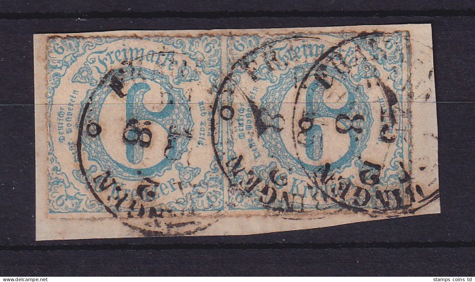 Thurn Und Taxis 6 Kr Mi.-Nr. 43 I A Waag. Paar Mit Bahnpost-O Auf Briefstück - Used