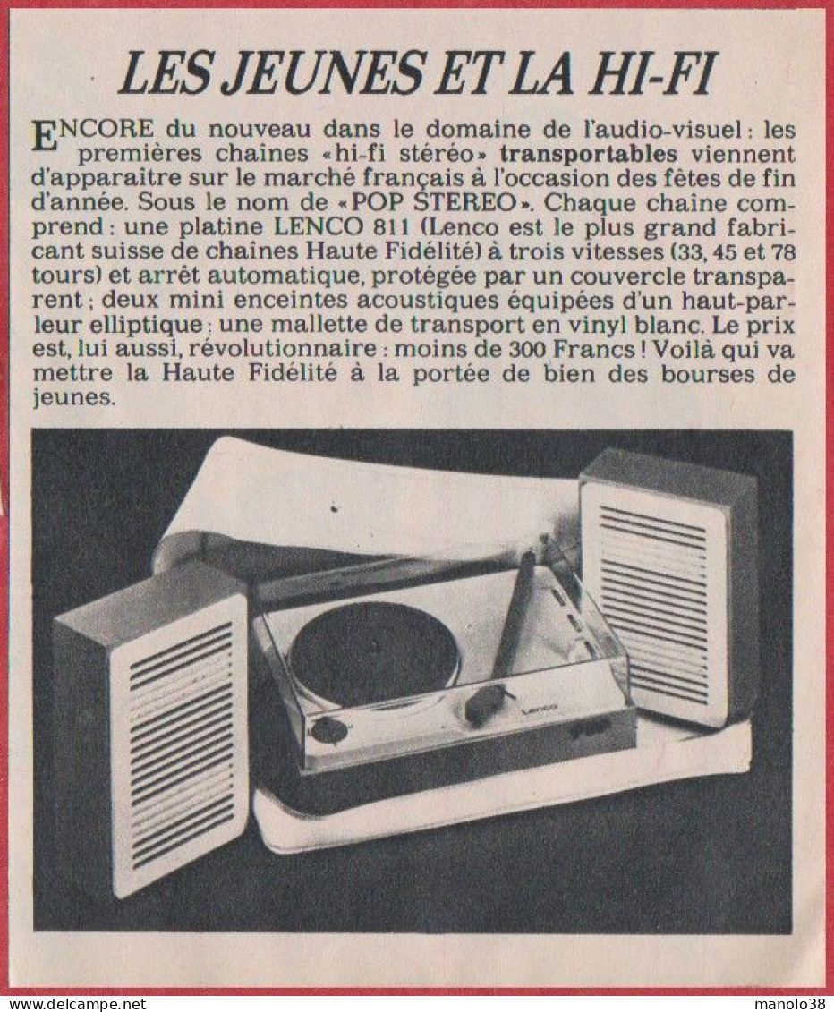 Chaine Stéréo Lenco 811. Les Jeunes Et La Hi-Fi. Suisse. 1971. - Publicités