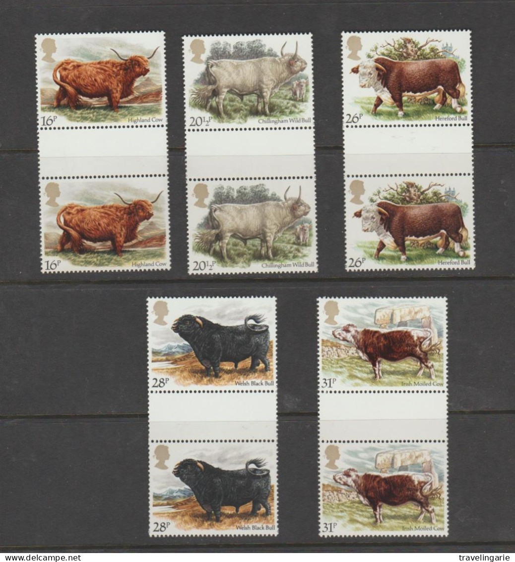 Great Britain 1984 British Cattle Gutterpairs MNH ** - Vaches