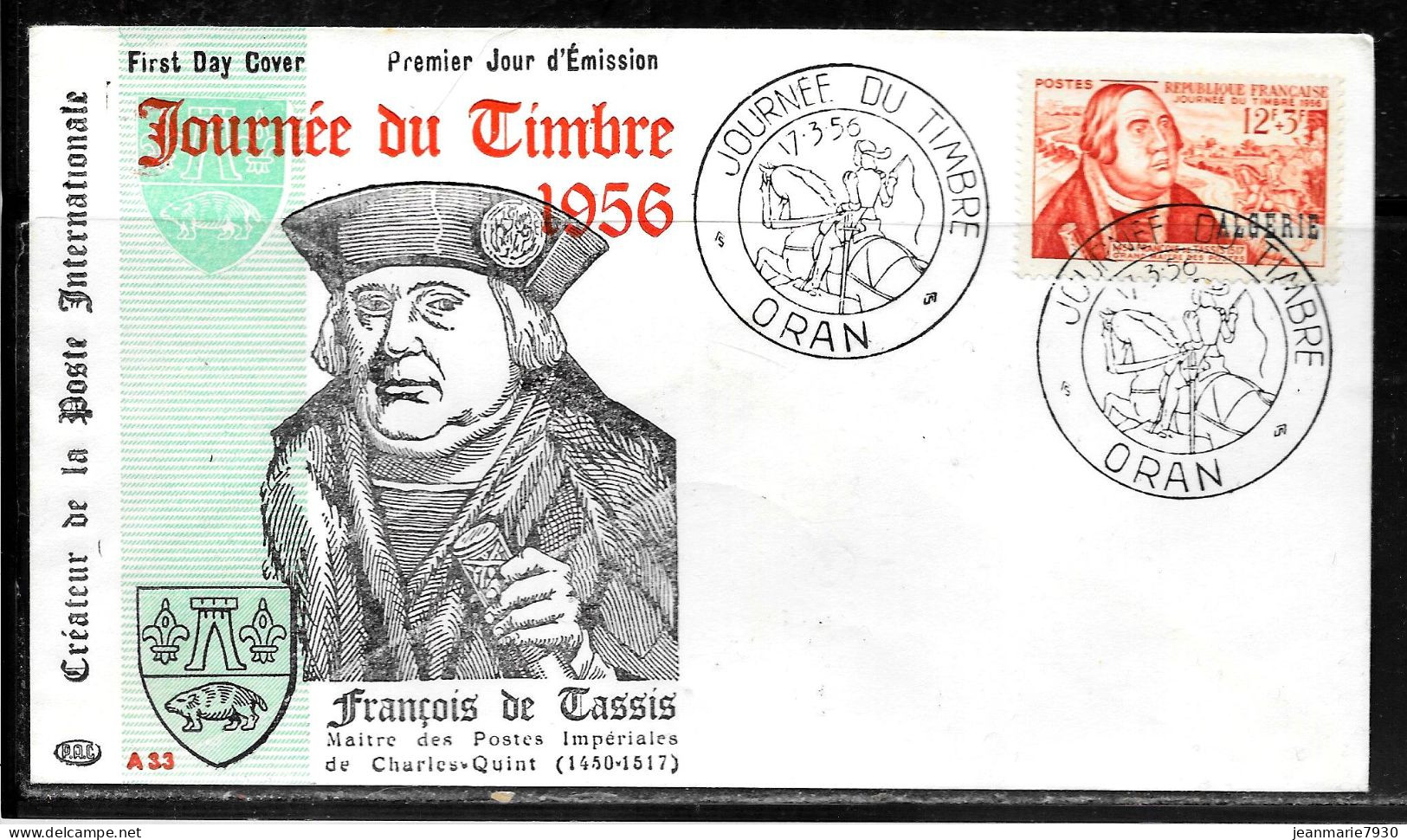 C465 - N° 333 SUR LETTRE JOURNEE DU TIMBRE DE ORAN DU 17/03/56 - Storia Postale