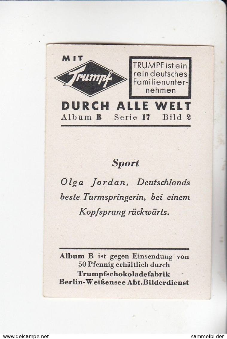 Mit Trumpf Durch Alle Welt Sport Olga Jordan Turmspringerin Deutschland    B Serie 17 #2 Von 1933 - Other Brands