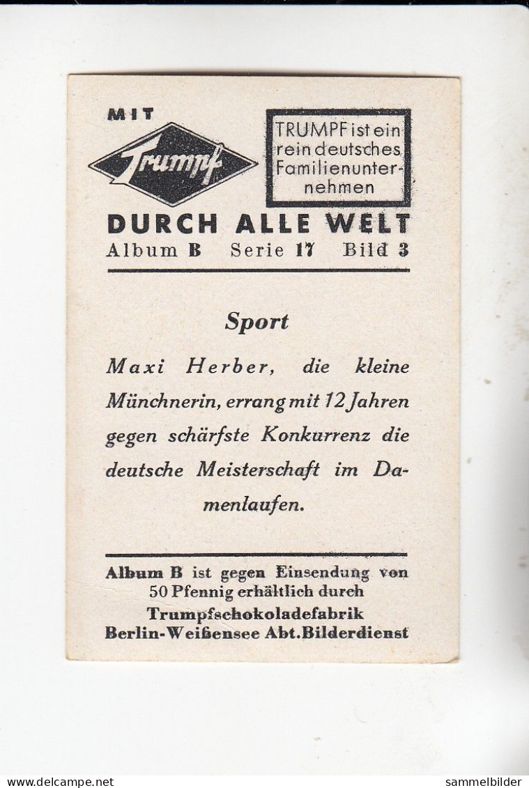 Mit Trumpf Durch Alle Welt Sport Maxi Herber München  Eiskunstlauf     B Serie 17 #3 Von 1933 - Andere Merken