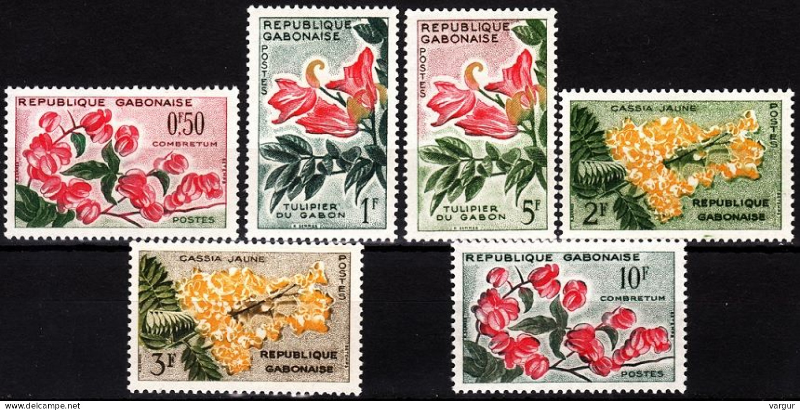 GABON 1961 FLORA Plants: Flowers. Complete Definitive Set, MNH - Sonstige & Ohne Zuordnung