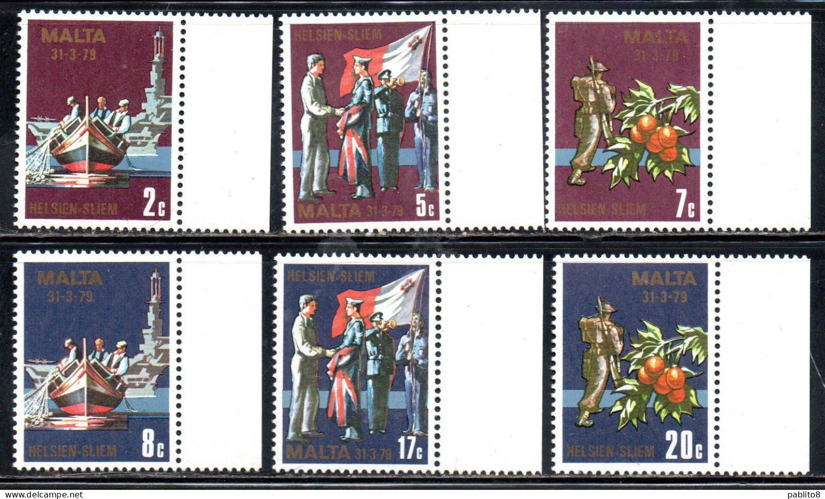 MALTA 1979 END OF MILITARY FACILITIES AGREEMENT WITH GREAT BRITAIN  COMPLETE SET SERIE COMPLETA MNH - Malte